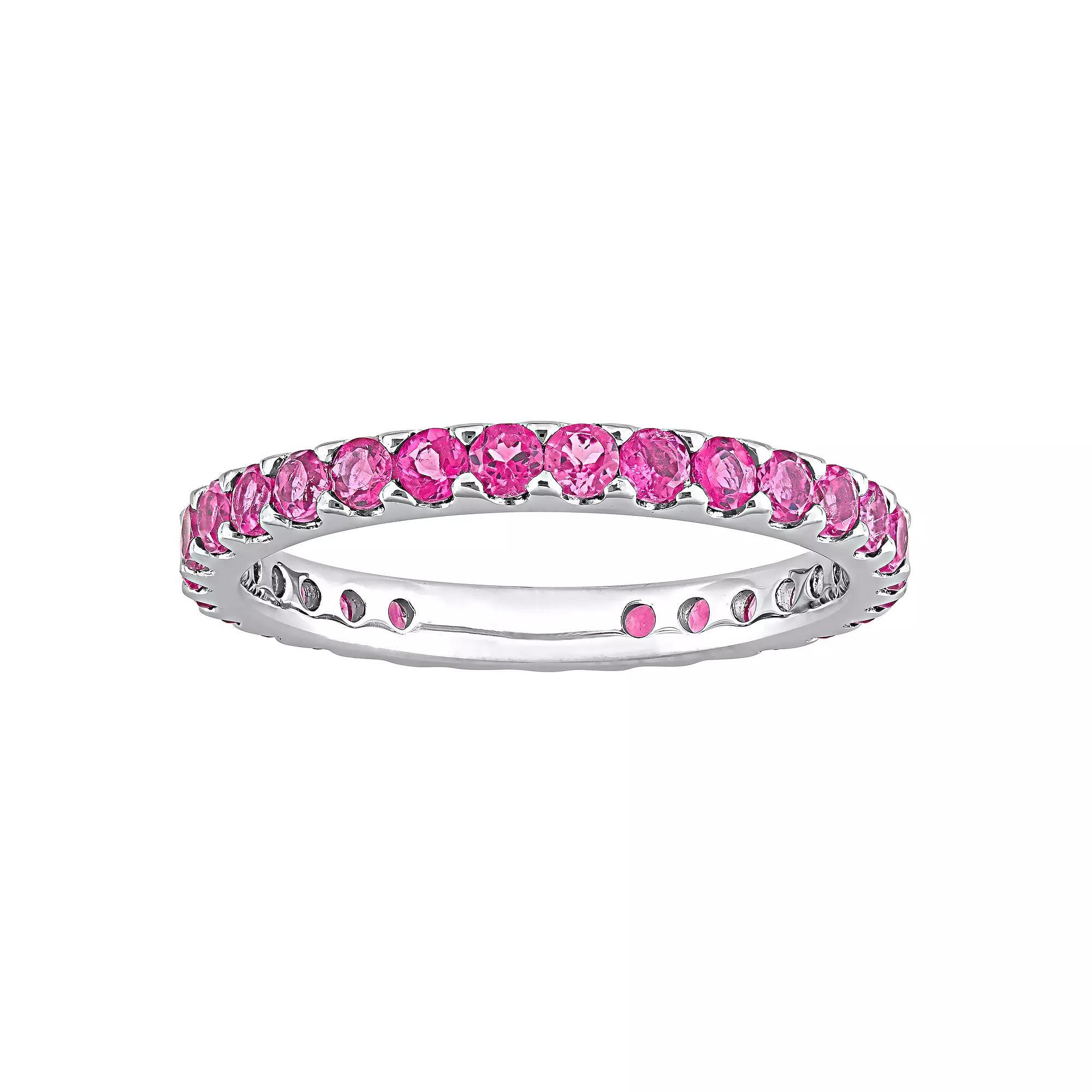 Stella Grace 10k White Gold Pink Tourmaline Eternity Ring, Womens Product Image