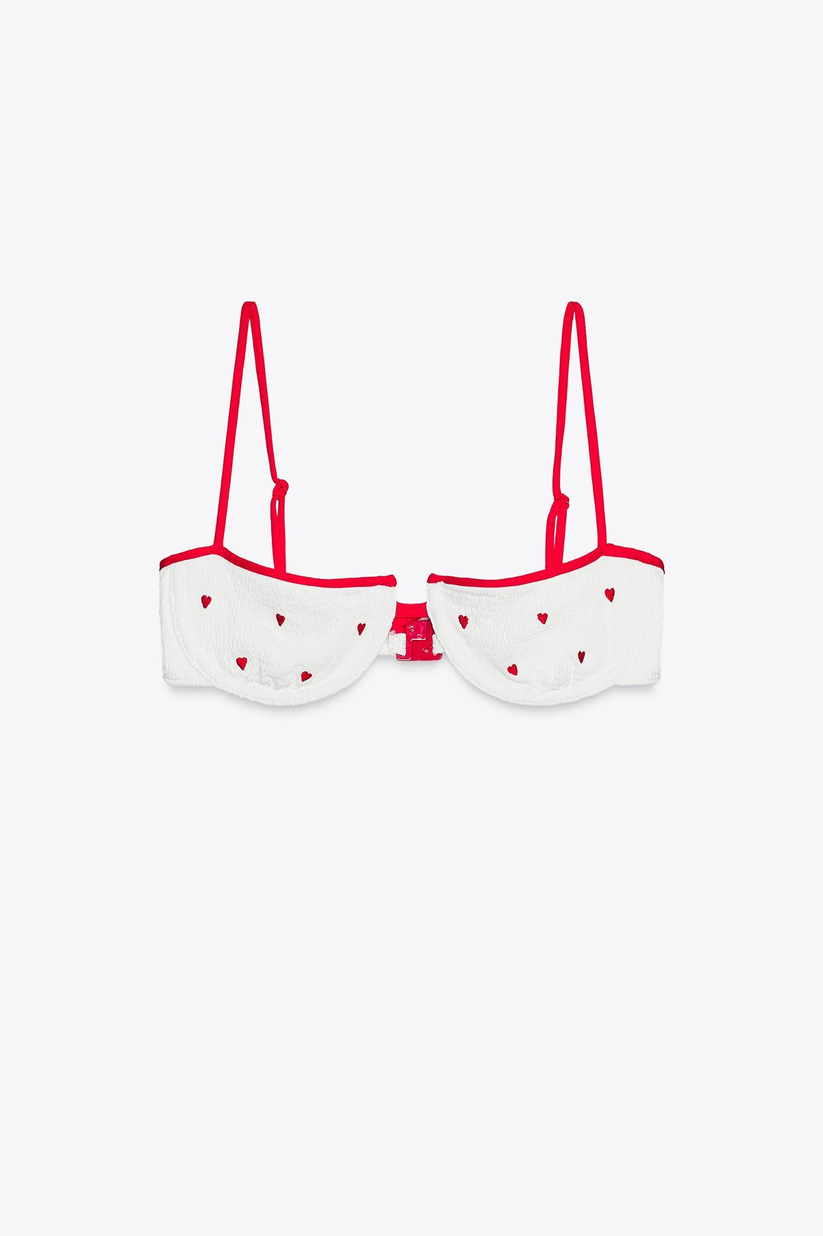 EMBROIDERED ELASTIC UNDERWIRE BIKINI TOP Product Image