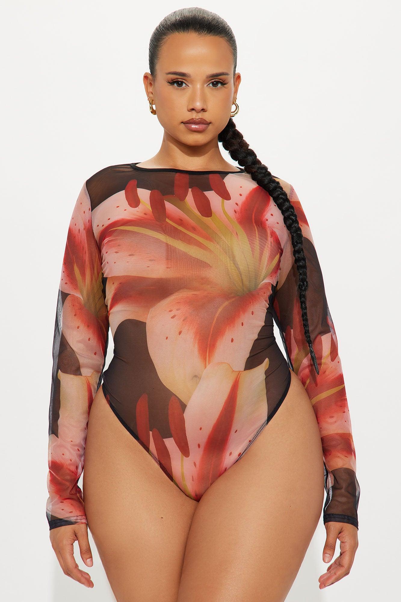 La Flora Mesh Bodysuit - Black/combo Product Image