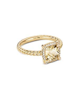 David Yurman Petite Chatelaine Pave Bezel Ring in 18K Yellow Gold with Peridot and Diamonds Product Image