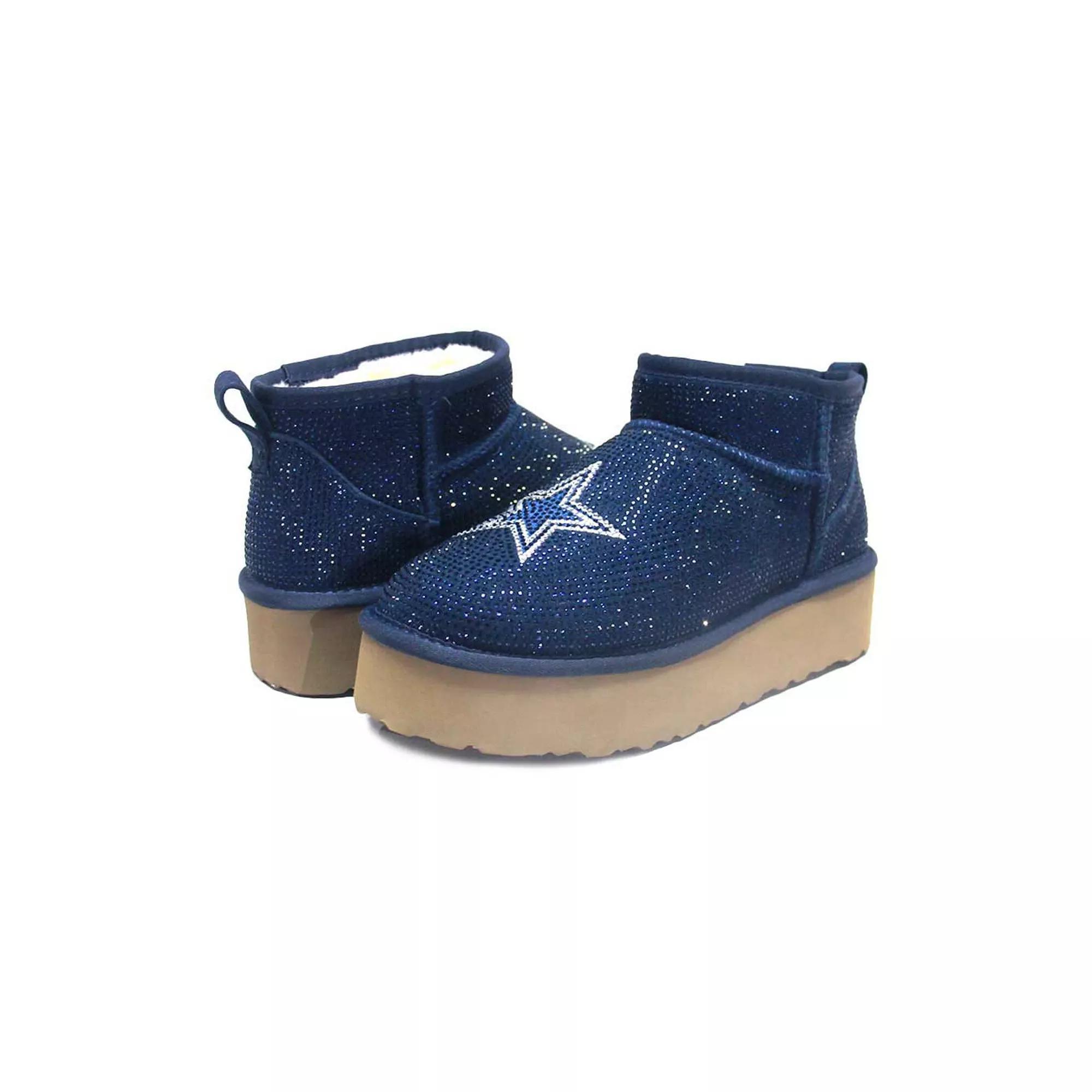 Women's Cuce Navy Dallas Cowboys Crystal Platform Boots, Size: 7, Blue Product Image