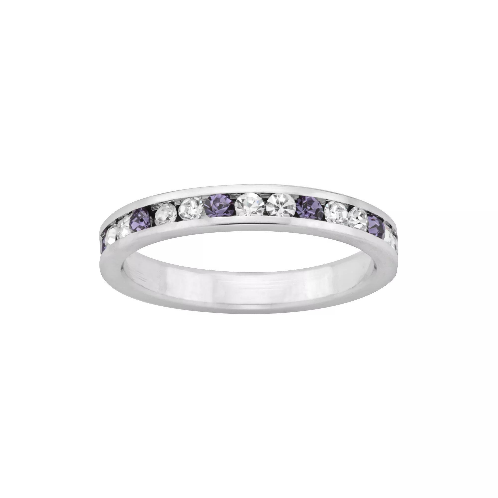 Sterling Silver Purple and White Crystal Eternity Ring, Womens Product Image