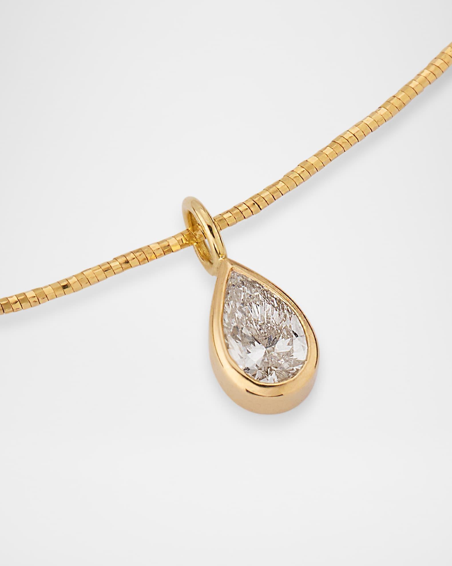 18K Lab Diamond Pear Cut Pendant Collar Necklace Product Image