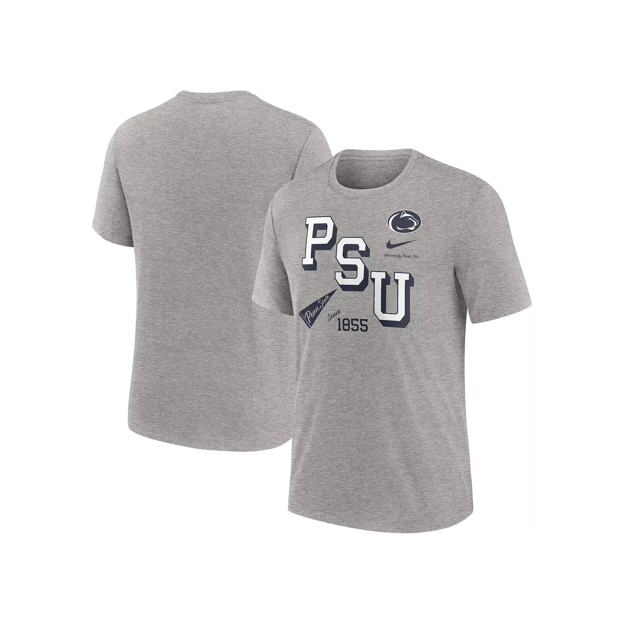 Men's Nike Heather Gray Penn State Nittany Lions Blitz Roll Call Tri-Blend T-Shirt, Size: Medium, Grey Product Image