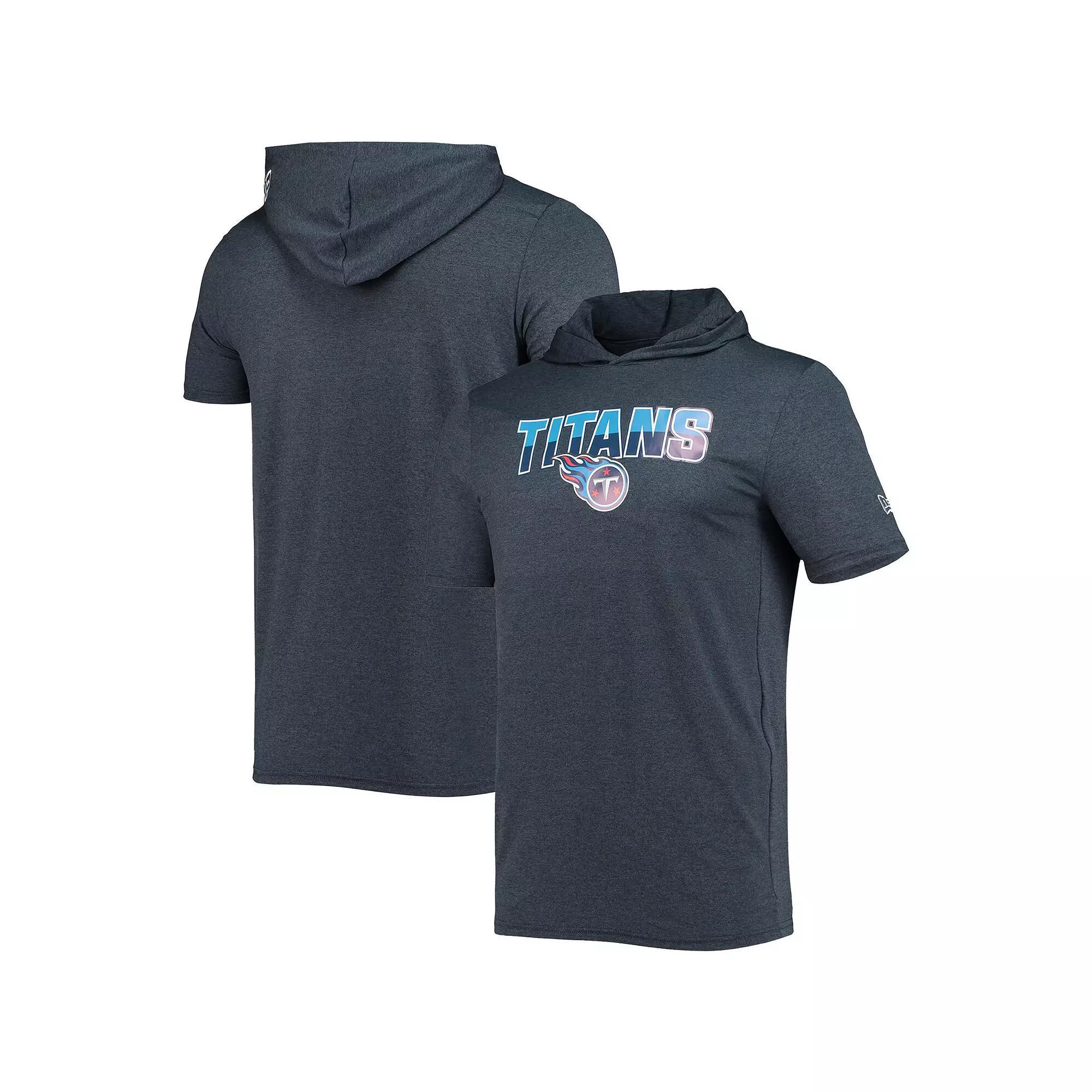 Men's New Era Heathered Navy Tennessee Titans Team Brushed Hoodie T-Shirt, Size: Medium, Blue Product Image