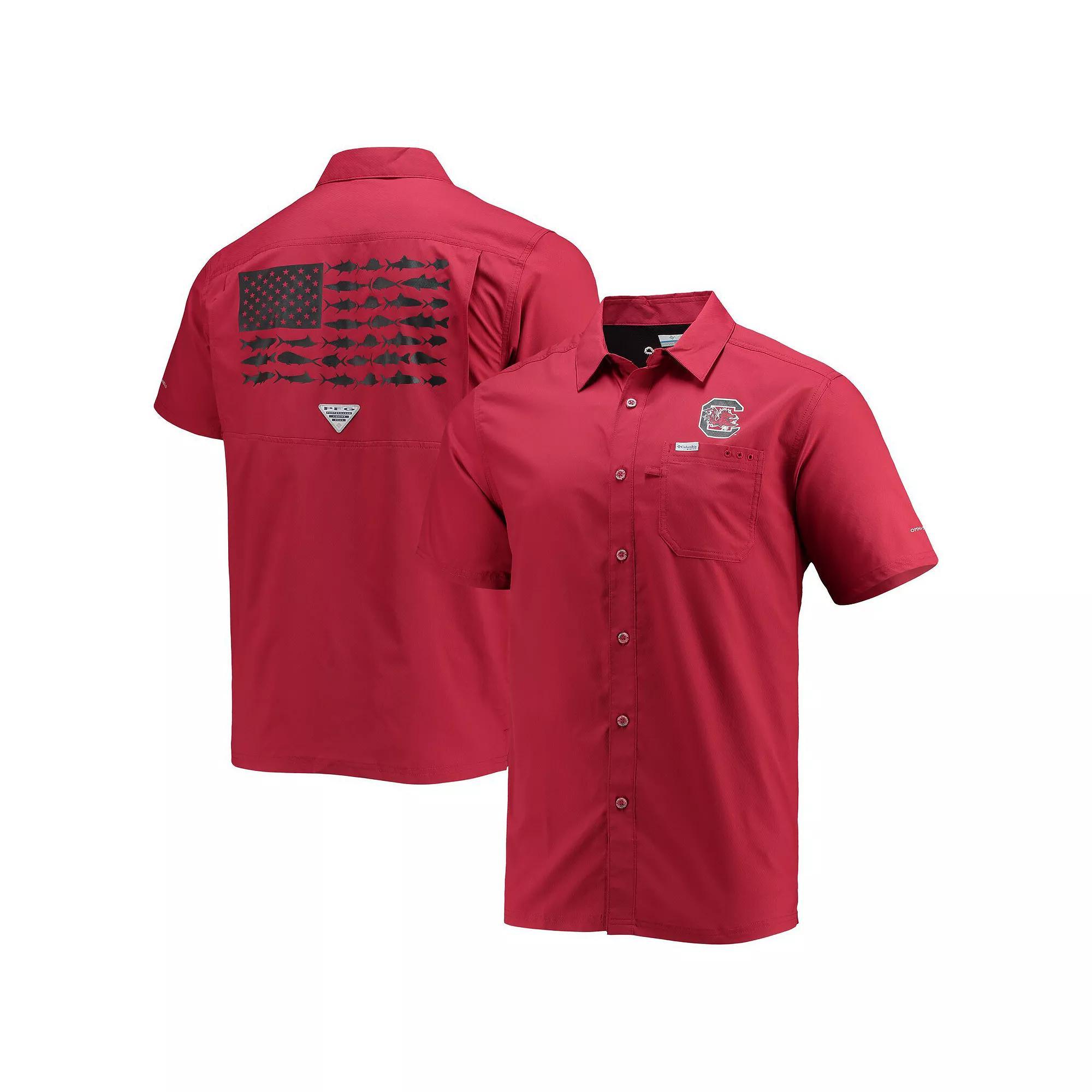 Men's Columbia PFG Garnet South Carolina Gamecocks Slack Tide Camp Button-Up Shirt, Size: Medium, Red Product Image