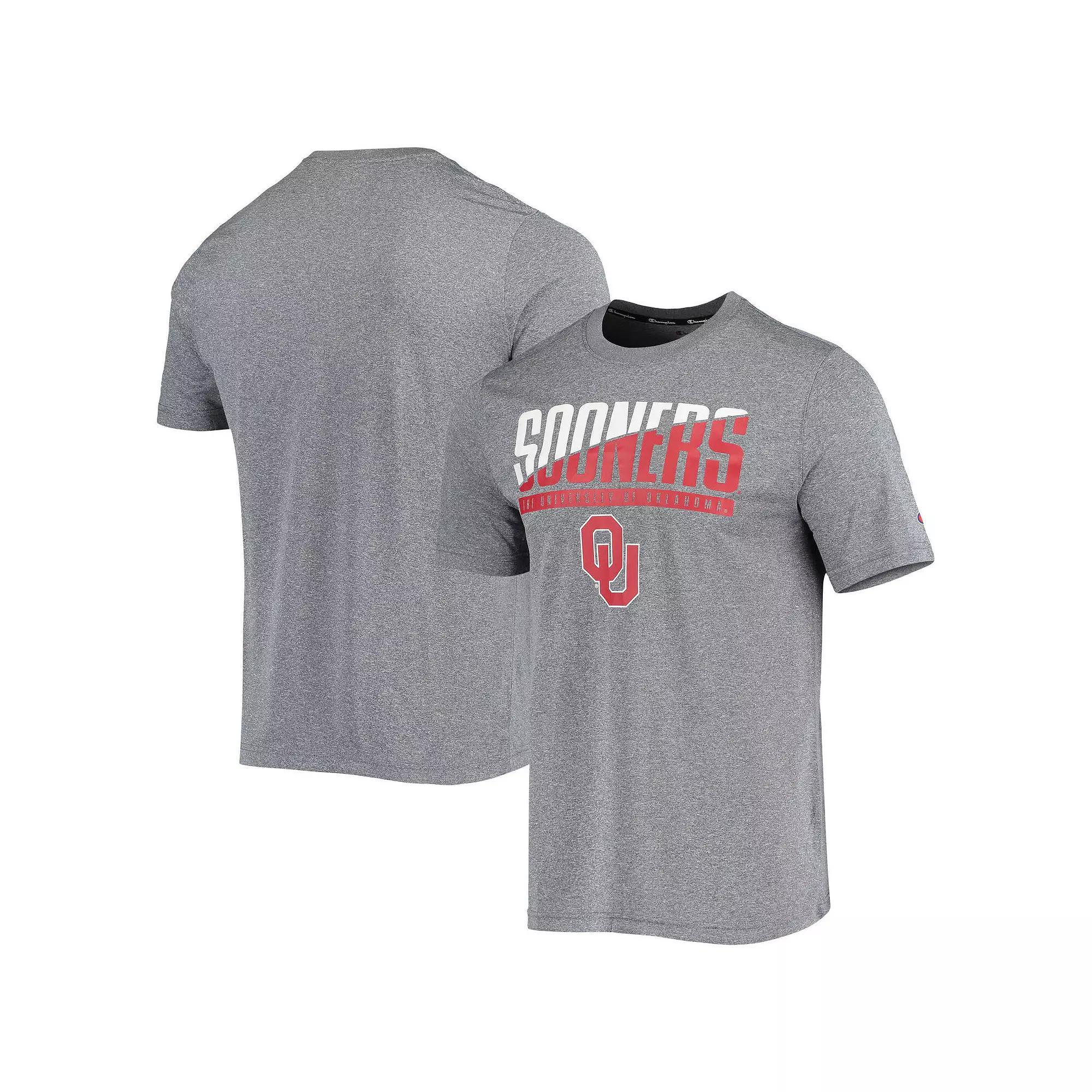 Men's Champion Gray Oklahoma Sooners Wordmark Slash T-Shirt, Size: Medium, Grey Product Image