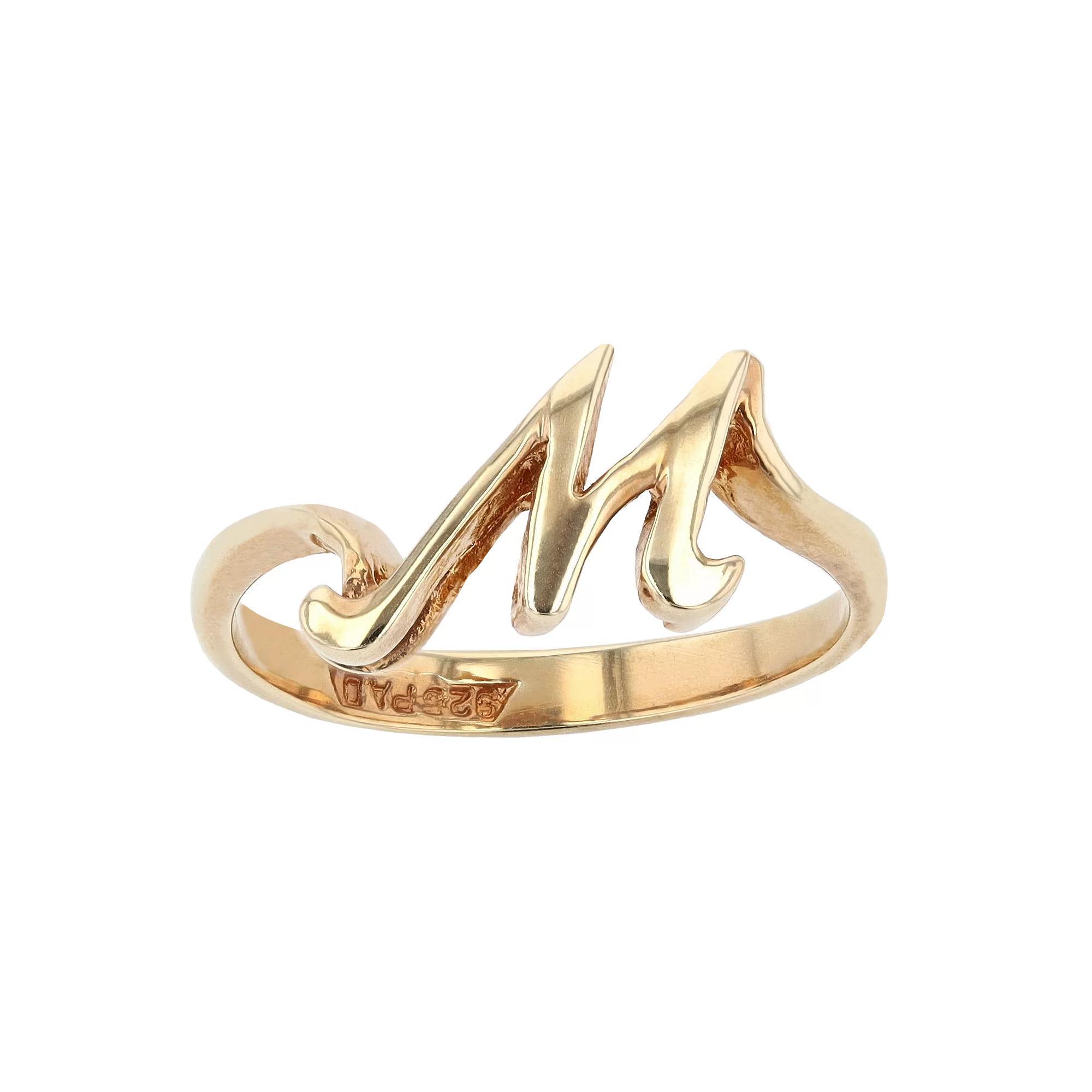 Traditions Jewelry Company 18k Gold Over Silver Script Initial Ring, Women's, Size: 7 Product Image