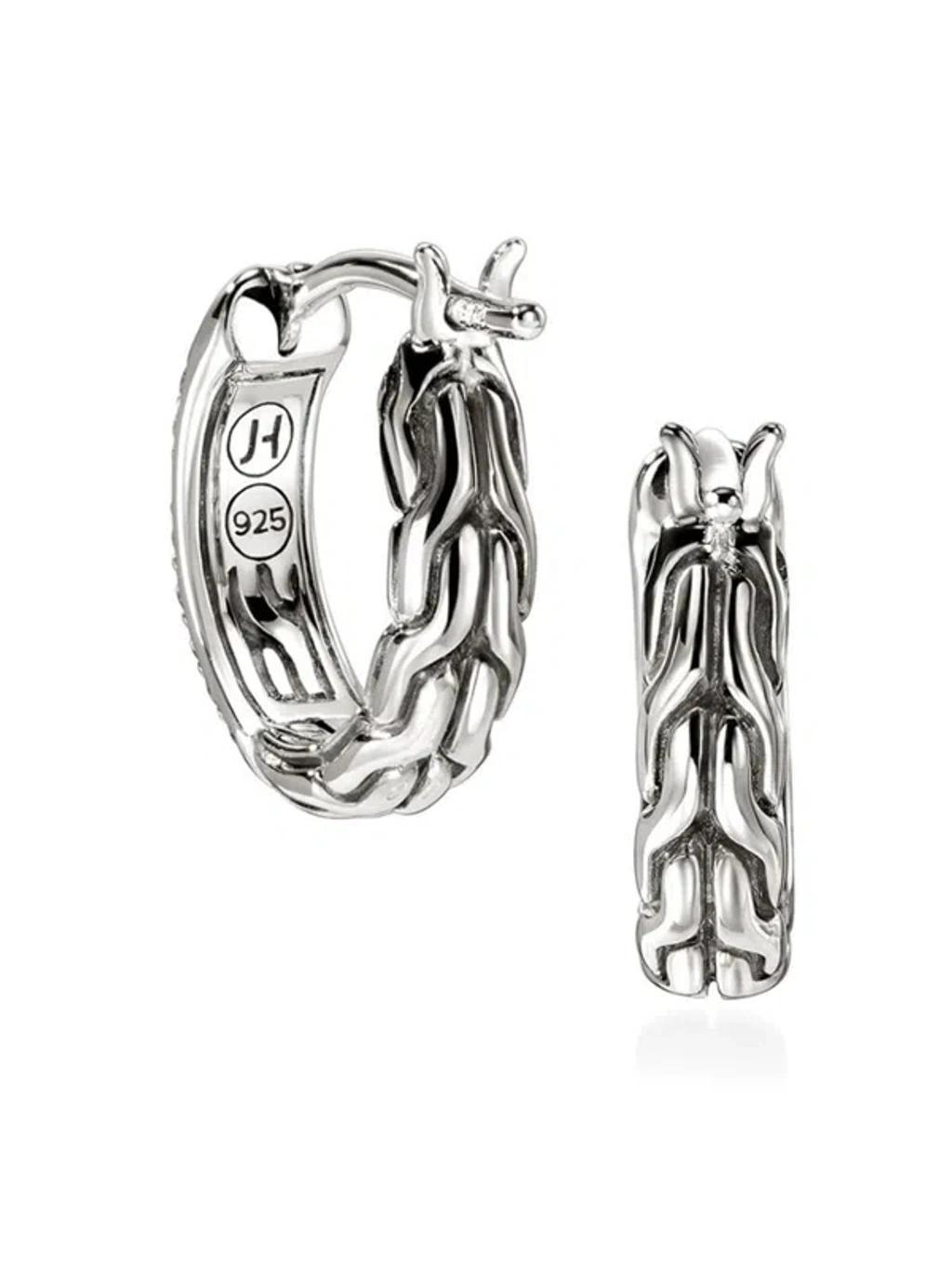 JOHN HARDY Essential Diamond Hoop Earrings In Silver/diamond Product Image