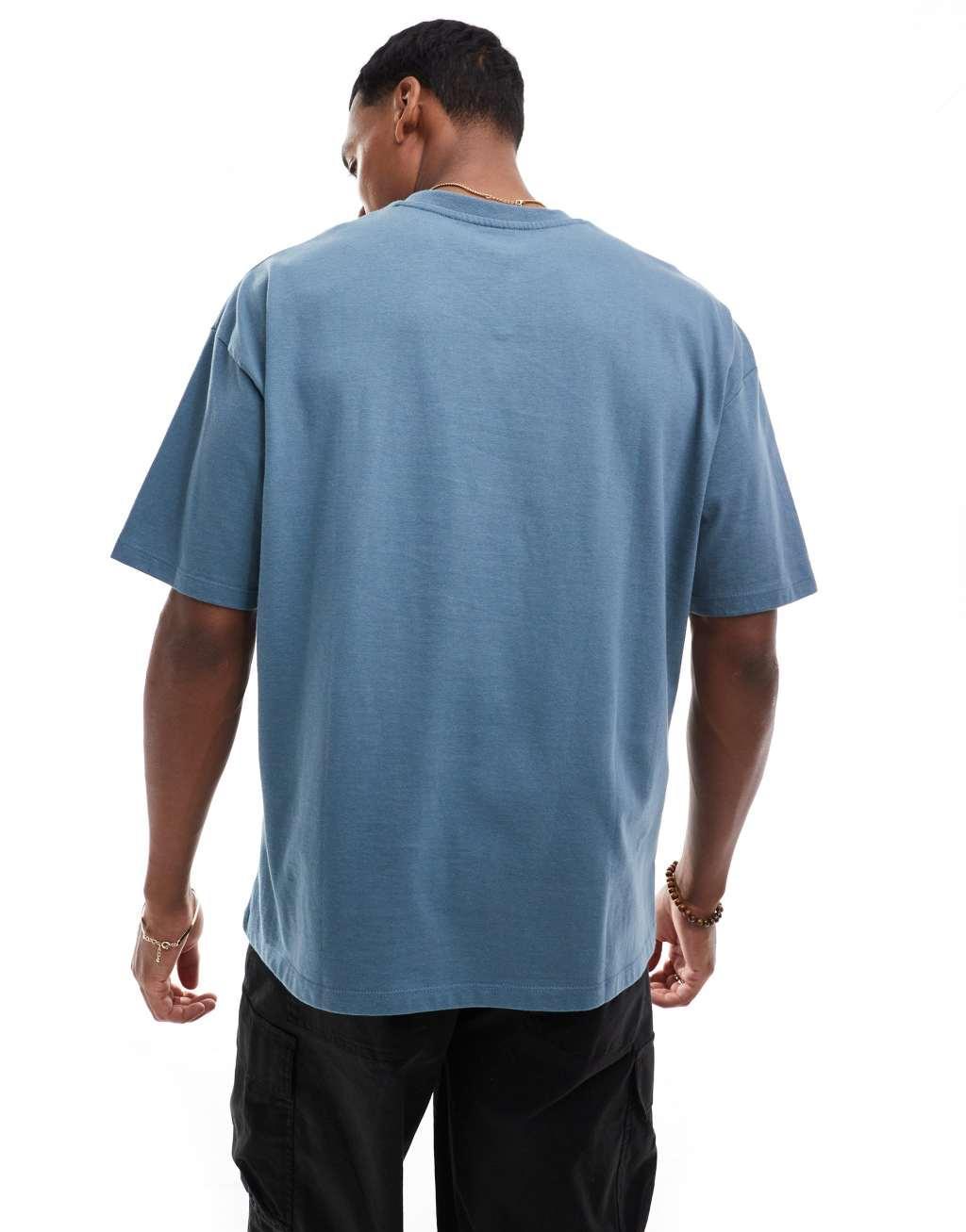 ASOS DESIGN oversized t-shirt with front print in navy Product Image