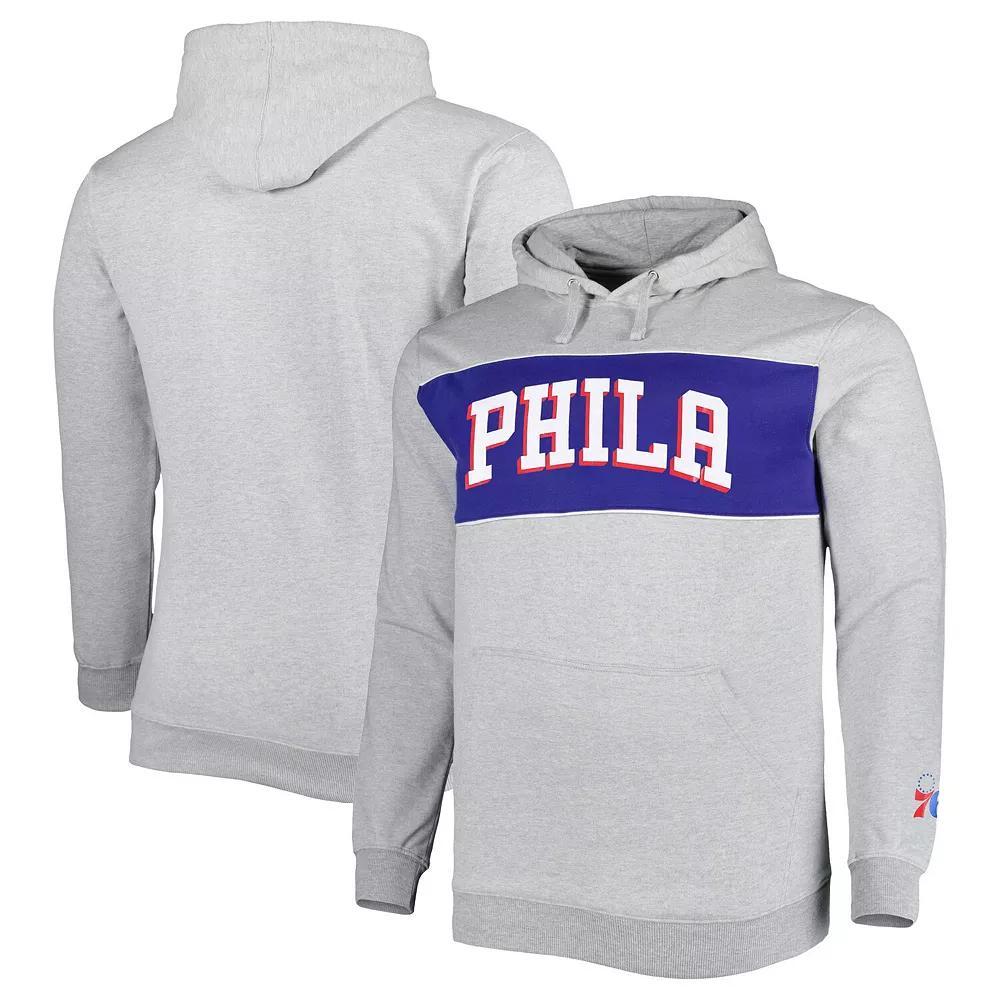 Men's Fanatics Branded Heather Gray Philadelphia 76ers Big & Tall Wordmark Pullover Hoodie, Size: 4XB, 76r Grey Product Image
