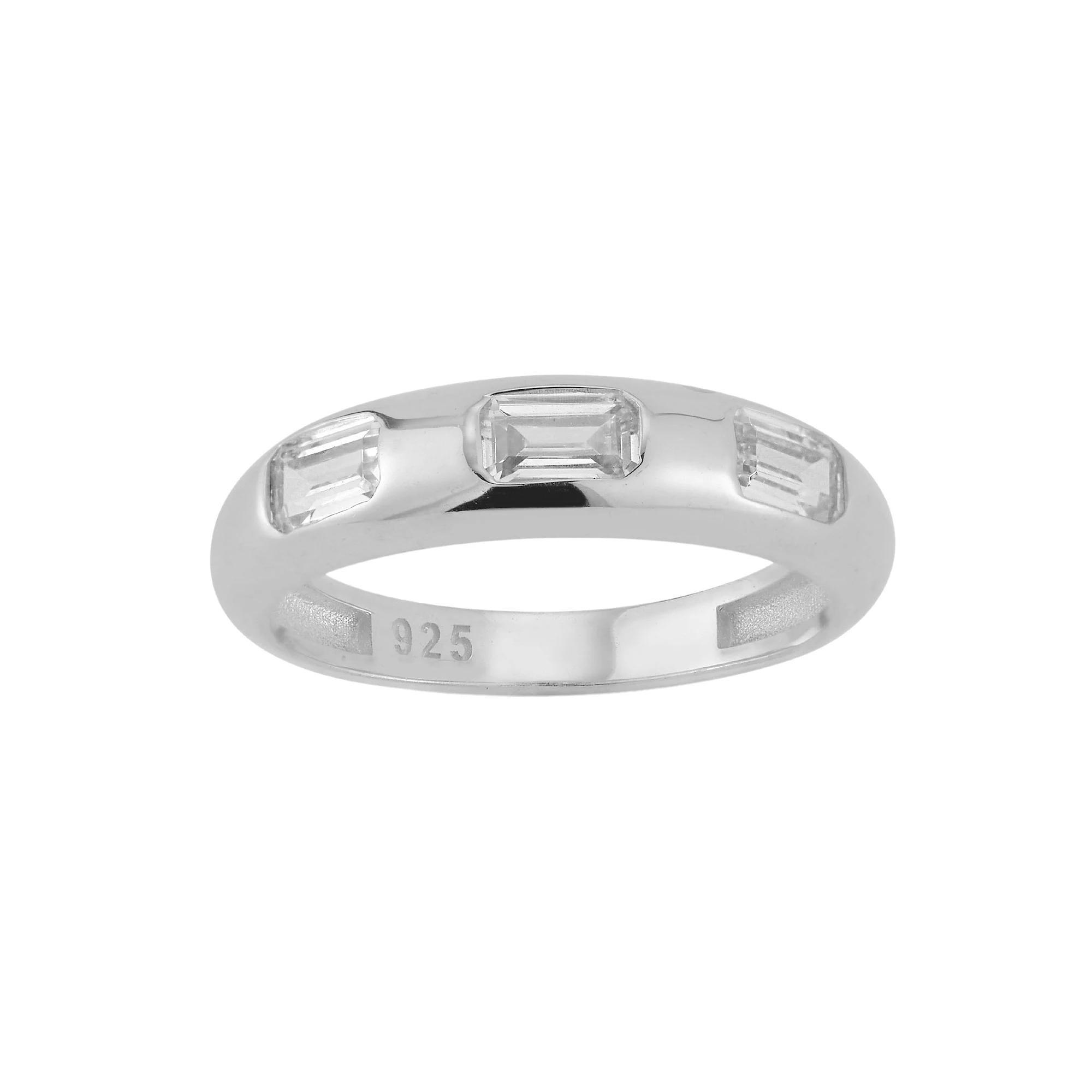 Sunkissed Sterling Cubic Zirconia 3-Stone Ring, Women's, Size: 7, Silver Tone Product Image