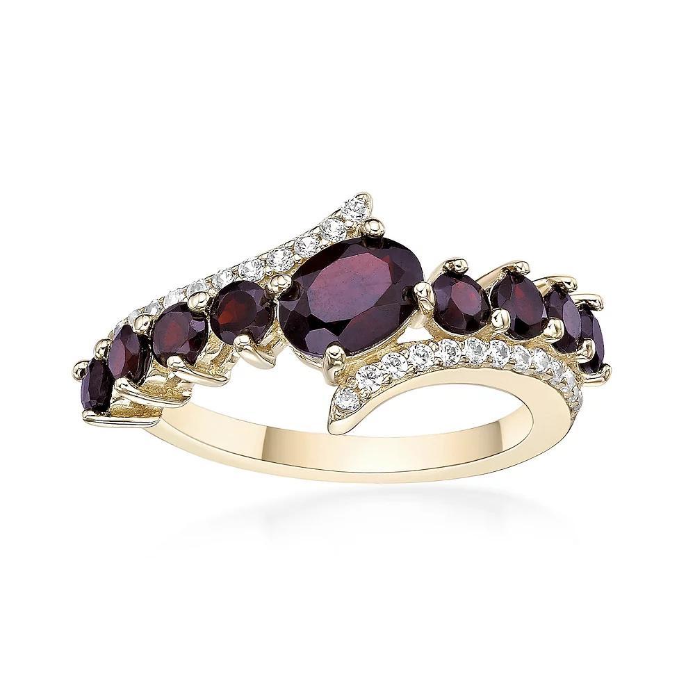 Gemminded 2 Micron Gold Over Silver Garnet & White Topaz Ring, Womens Gold Tone Product Image