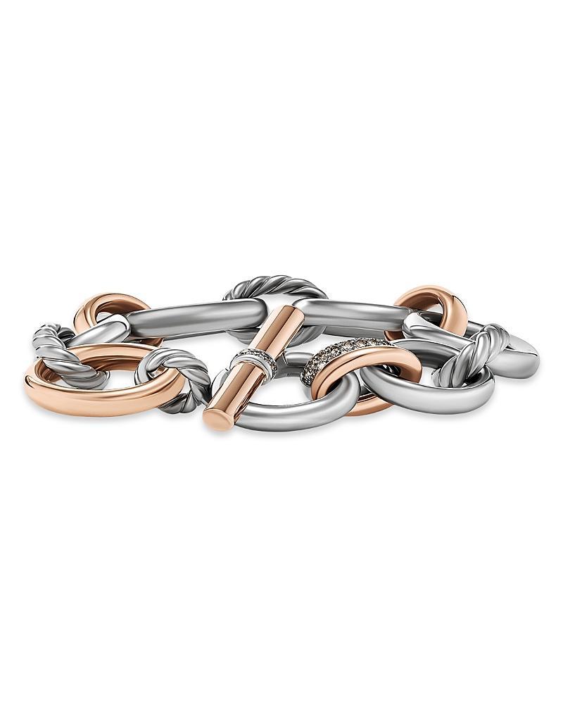 David Yurman 18K Rose Gold & Sterling Silver Mercer Cognac Diamond Pave Link Bracelet Product Image