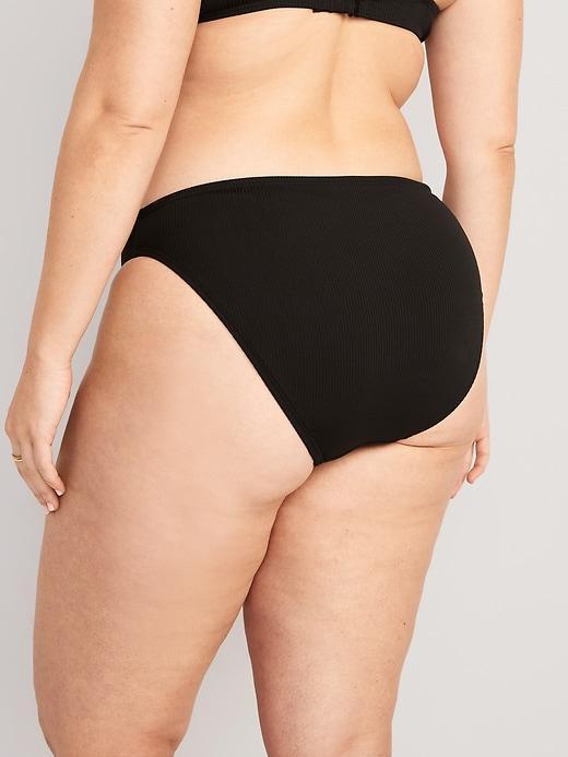 High-Waisted French-Cut Ribbed Bikini Swim Bottoms Product Image