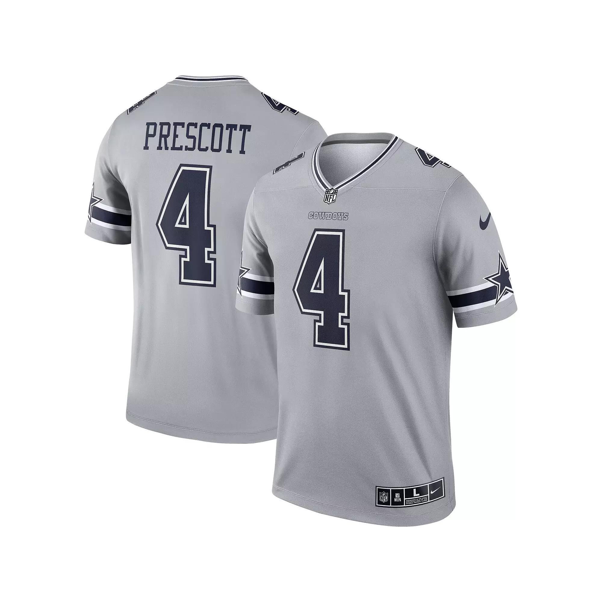 Men's Nike Dak Prescott Silver Dallas Cowboys Inverted Legend Jersey, Size: Small, Grey Product Image