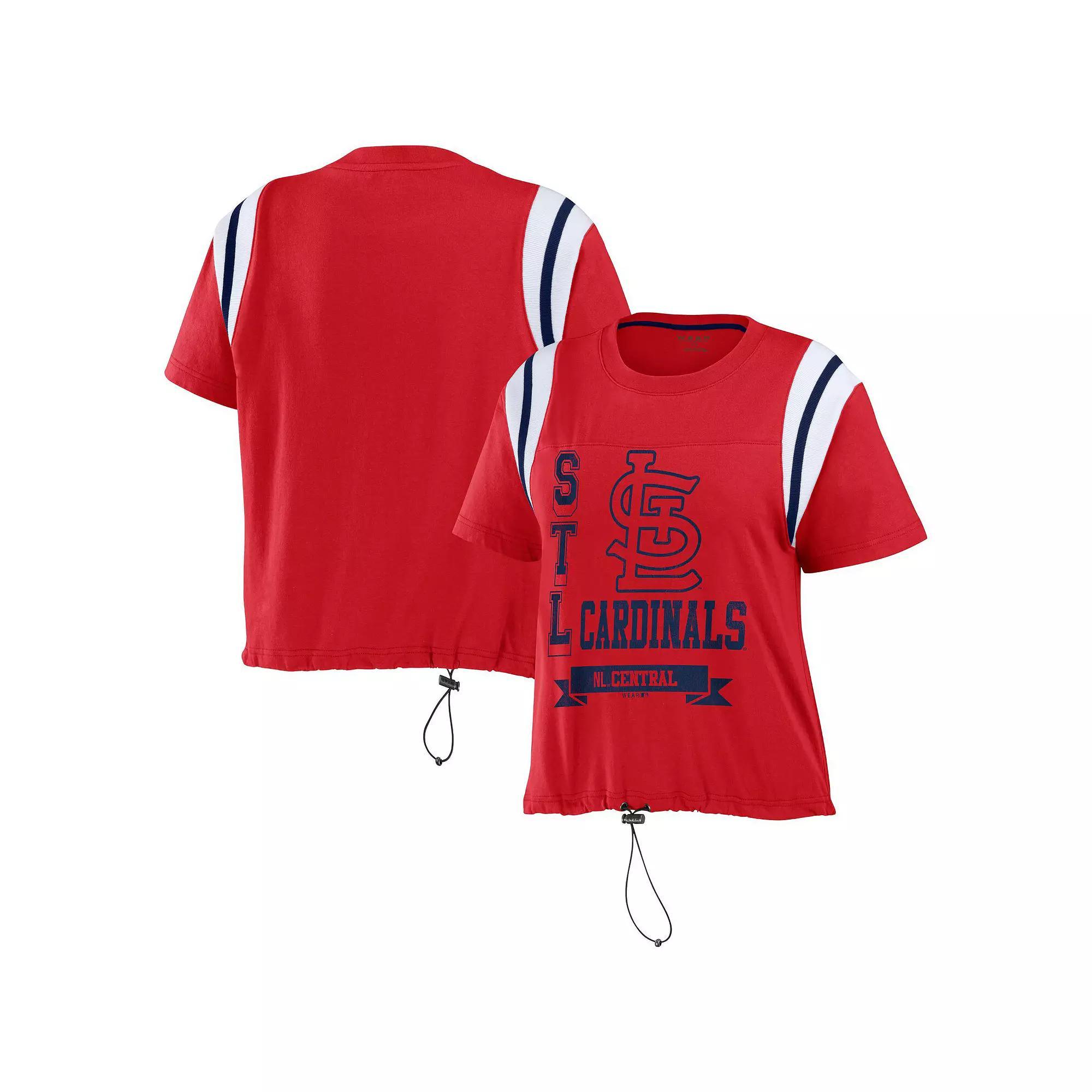 Women's WEAR by Erin Andrews Red St. Louis Cardinals Cinched Colorblock T-Shirt, Size: Medium Product Image