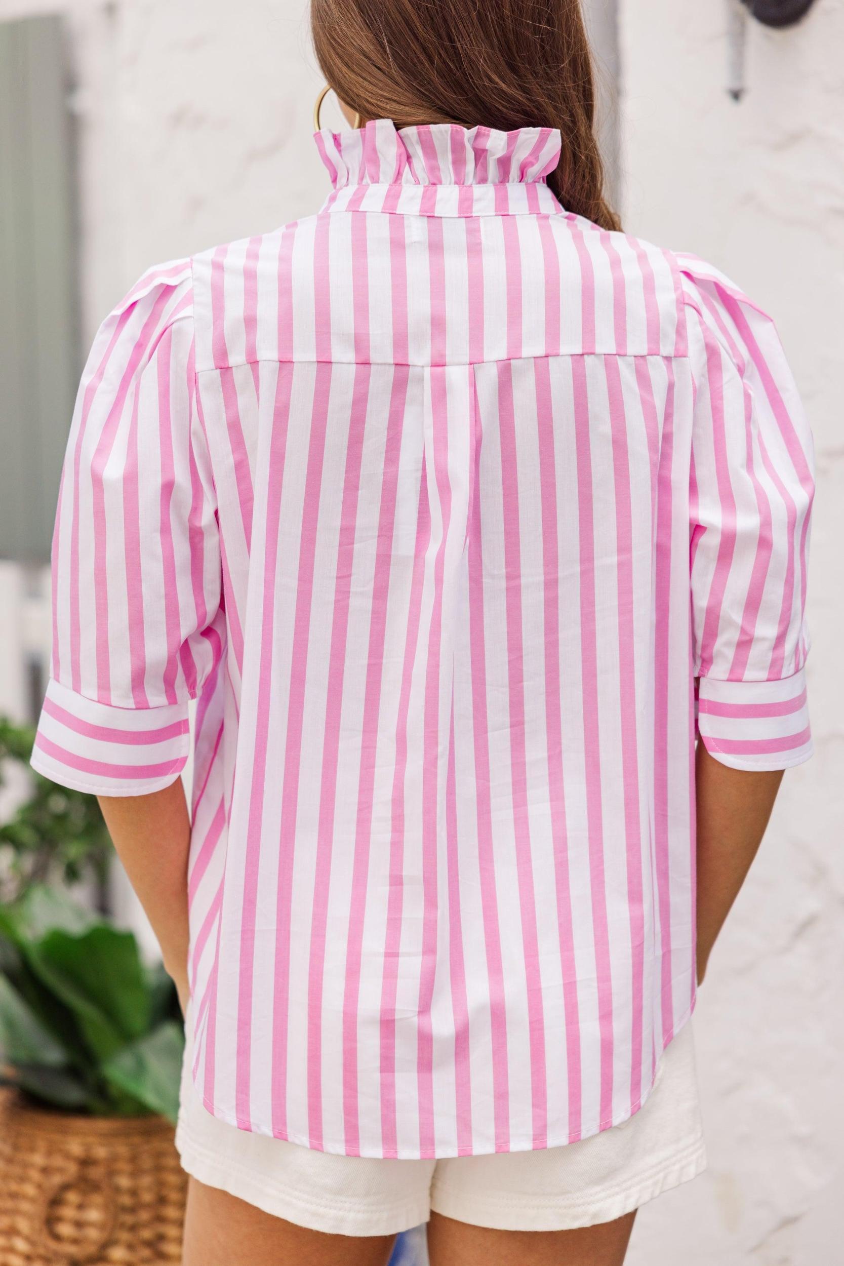 The Compassionate Pink Striped Blouse Female Product Image