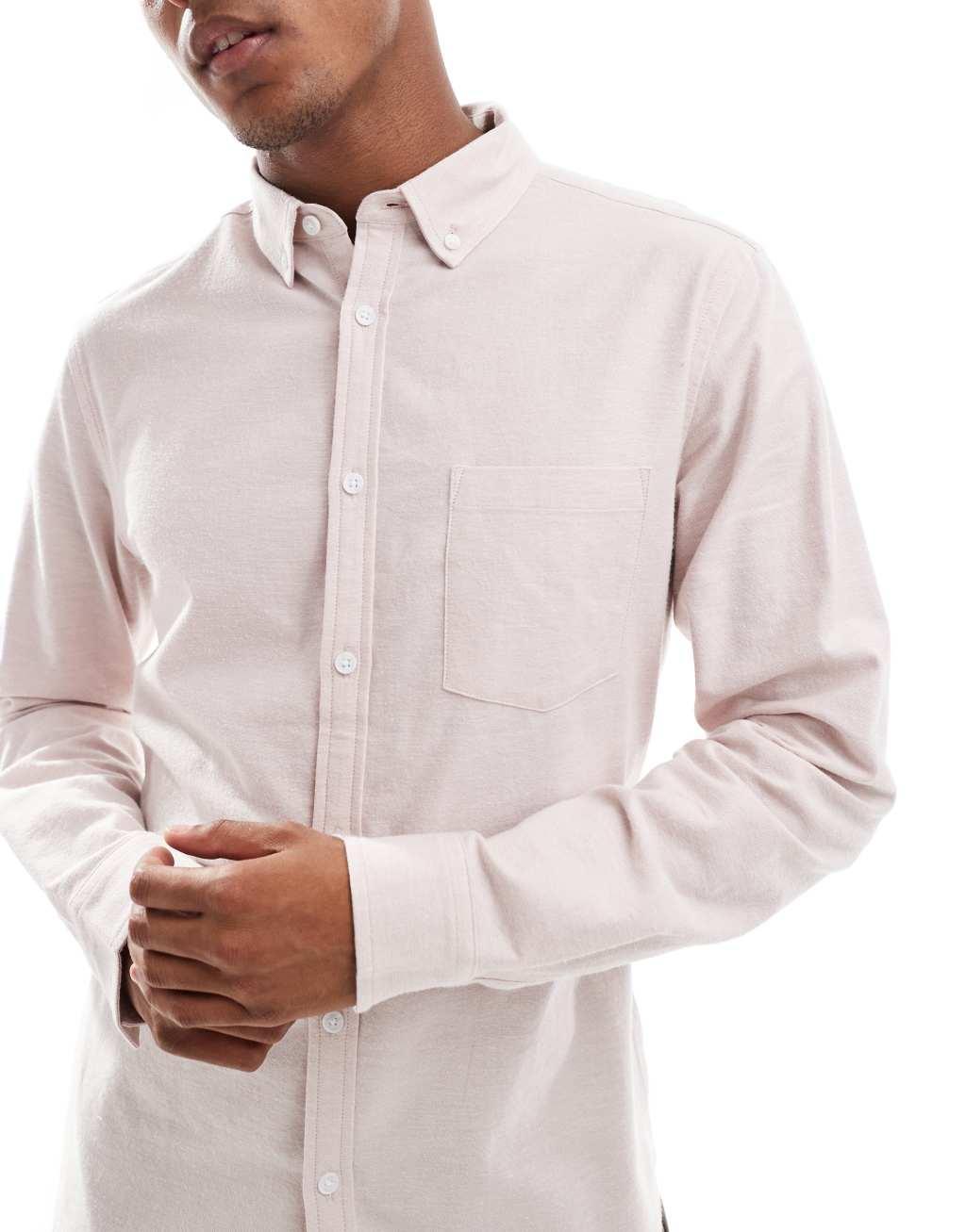 ASOS DESIGN slim oxford shirt in light pink Product Image