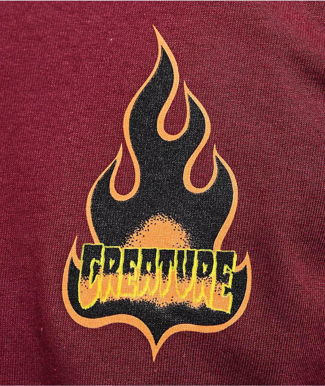 Creature Logo Flame Maroon T-Shirt Product Image