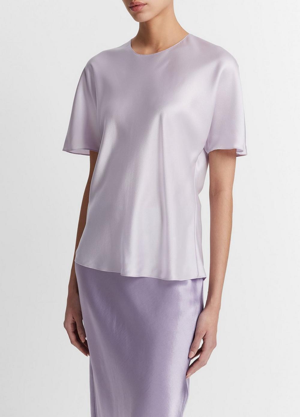 Womens Silk Satin Bias T-Shirt, Black, Size L Vince Product Image