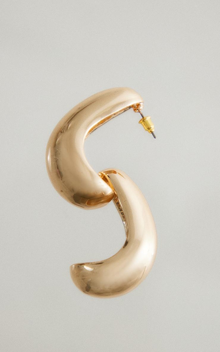 Gold Chunky Flat Curved Earrings Product Image
