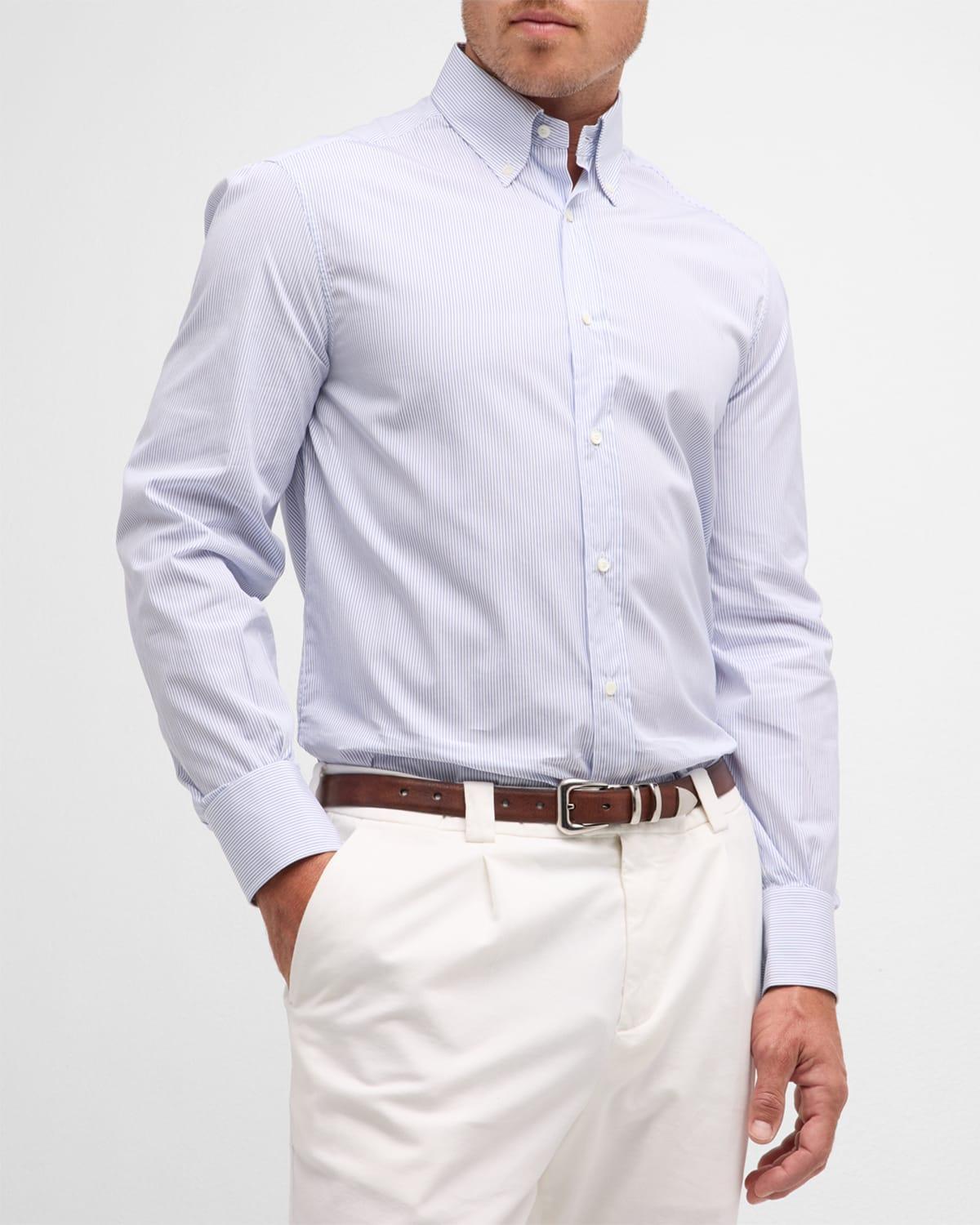 Men's Cotton Micro-Stripe Sport Shirt Product Image
