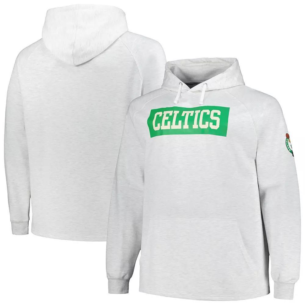 Men's Fanatics Ash Boston Celtics Big & Tall Raglan Tri-Blend Pullover Hoodie, Size: 3XB, Black Product Image