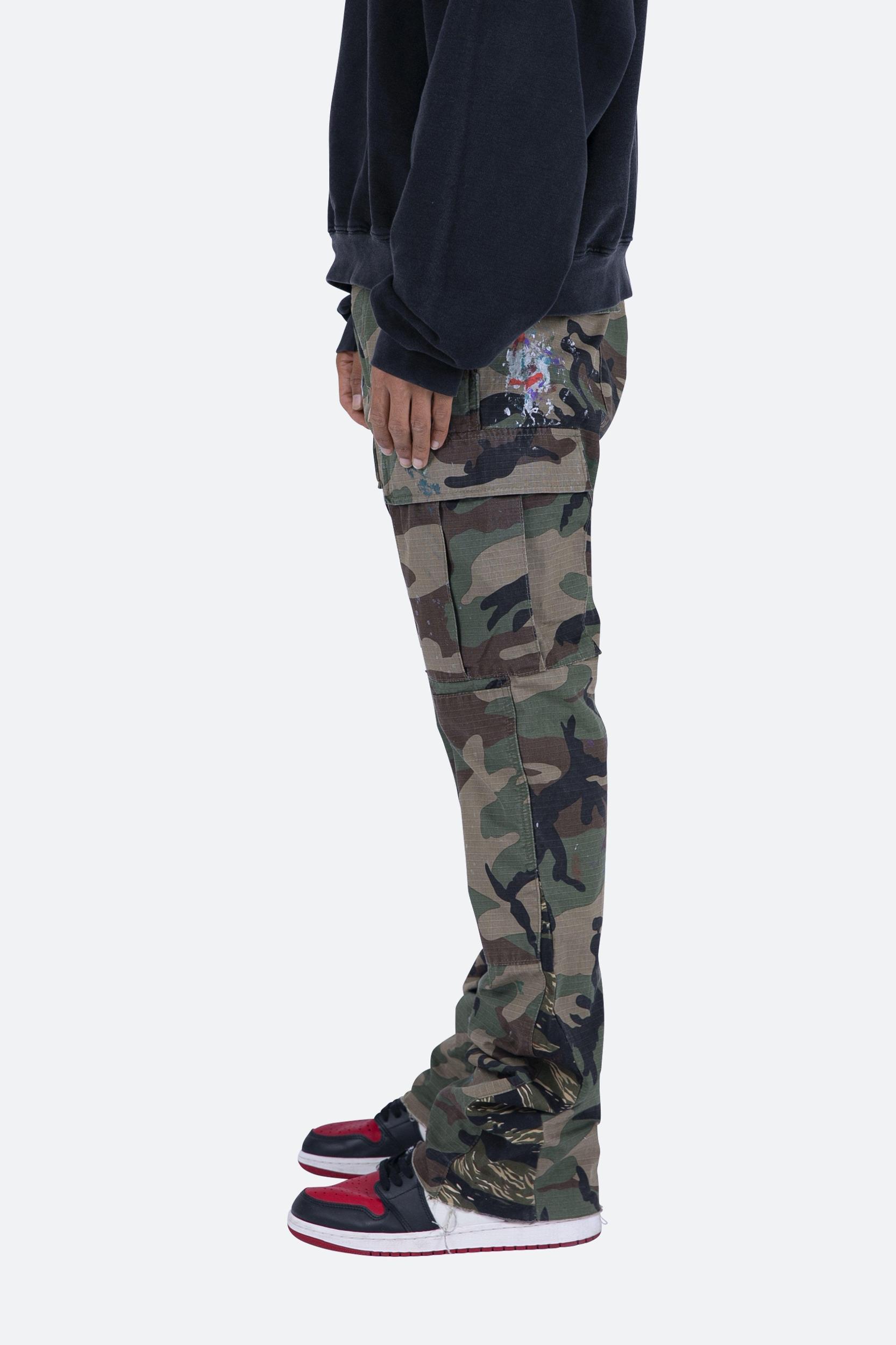Contrast Bootcut Cargo Pants - Woodland Camo Product Image