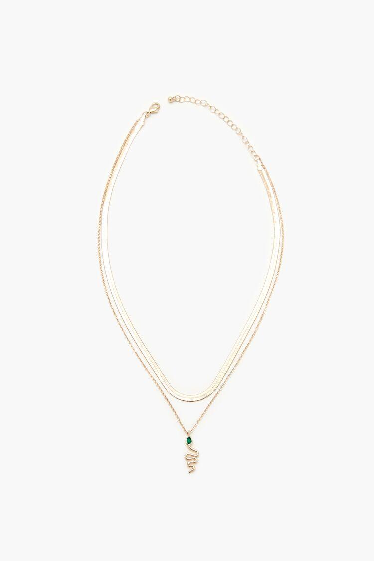 Layered Faux Gem Snake Necklace | Forever 21 Product Image