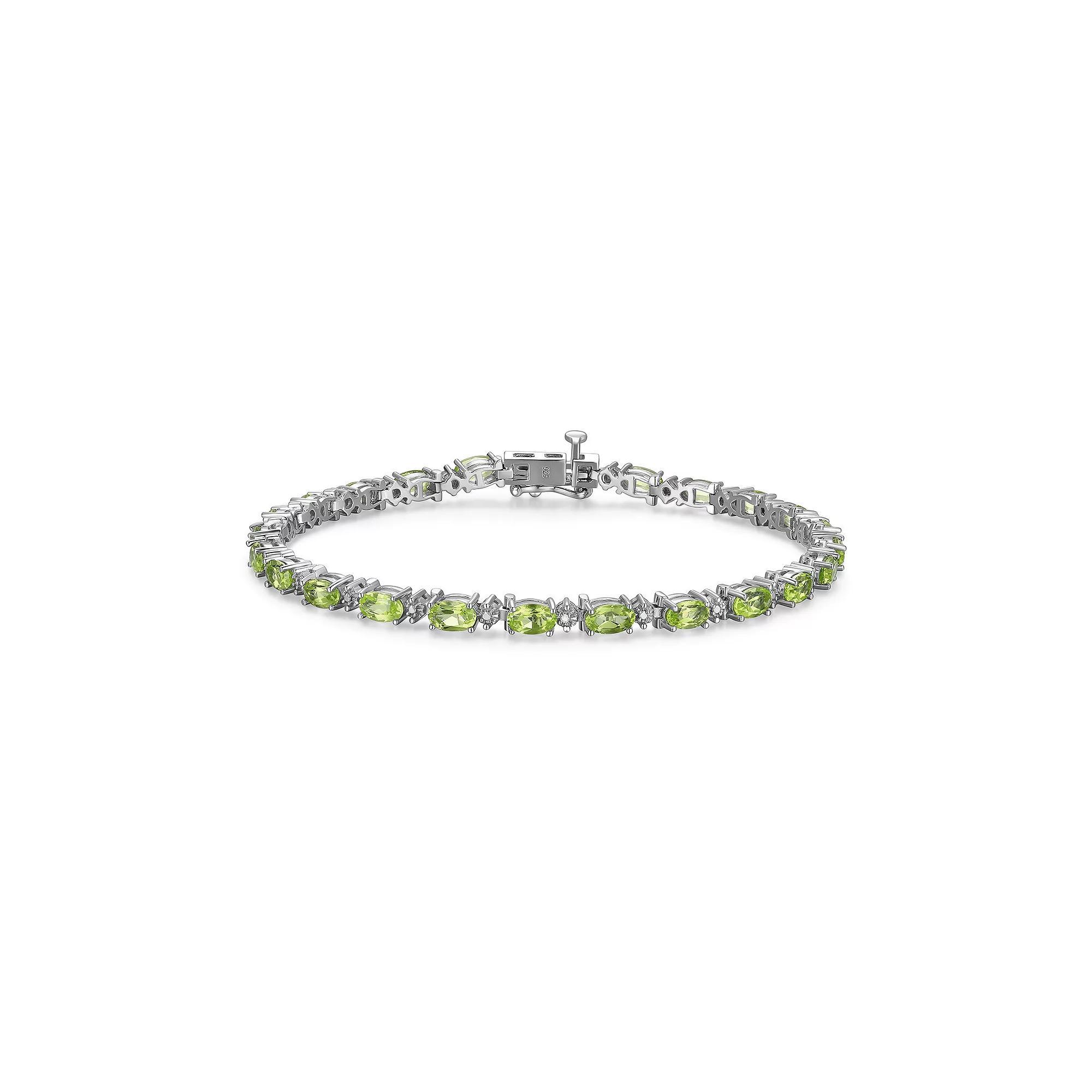 Sterling Silver Birthstone Diamond Accent Tennis Bracelet, Women's, Size: 7.25", Genuine Peridot August Product Image