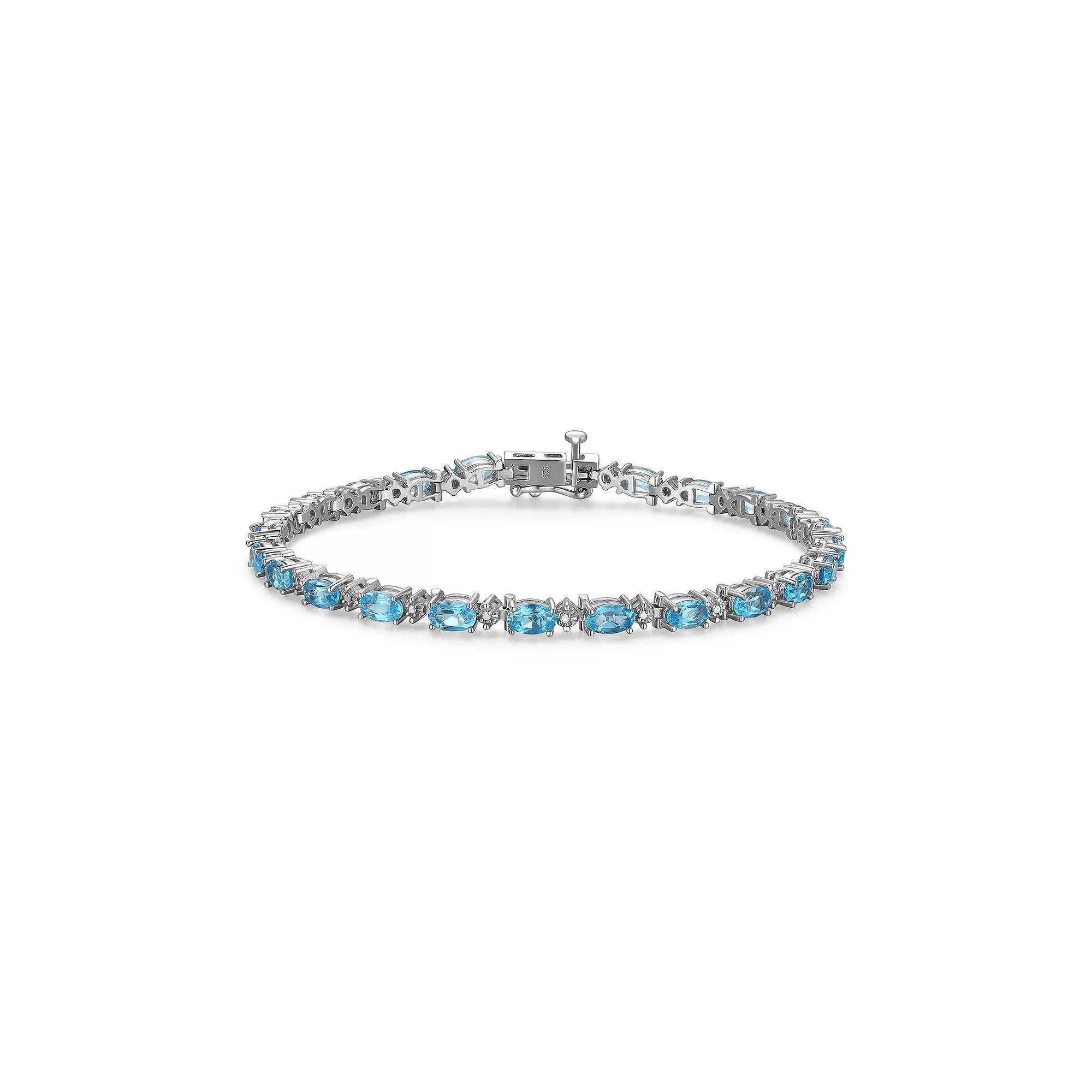 Sterling Silver Birthstone Diamond Accent Tennis Bracelet, Women's, Size: 7.25", Genuine Peridot August Product Image