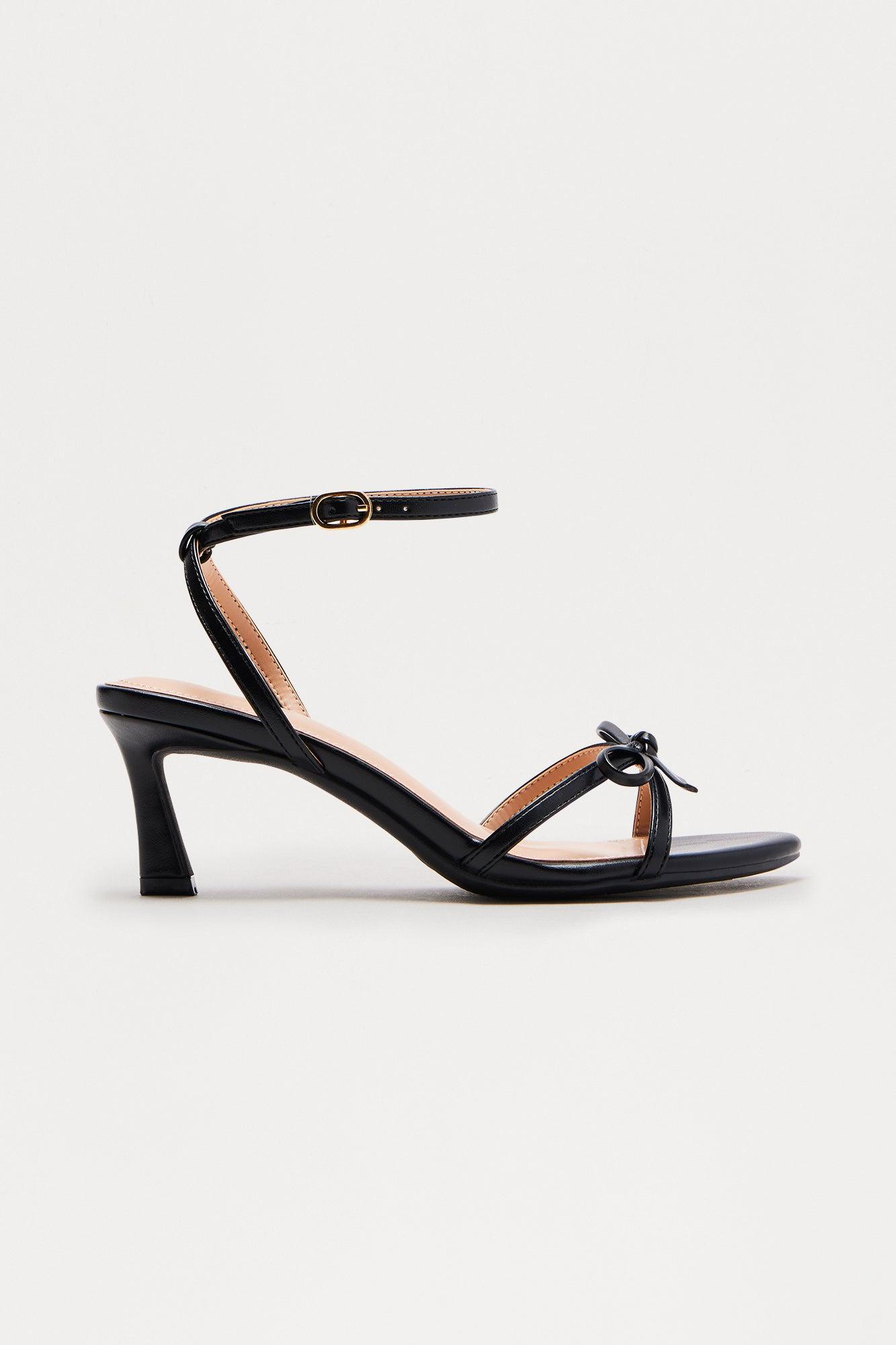 Genevieve Bow Kitten Heels - Black Product Image