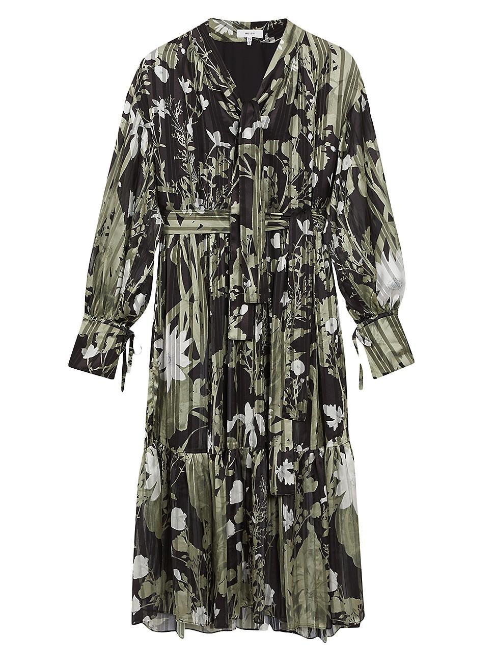 Womens Lottie Belted Floral Midi-Dress Product Image
