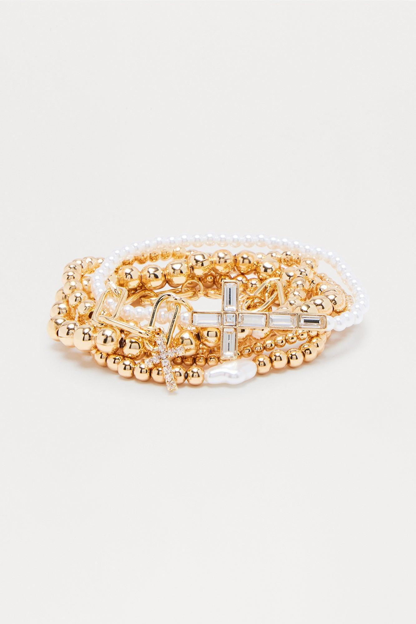 Faith Bound 5 Piece Multi Bracelet Set - Gold Female Product Image