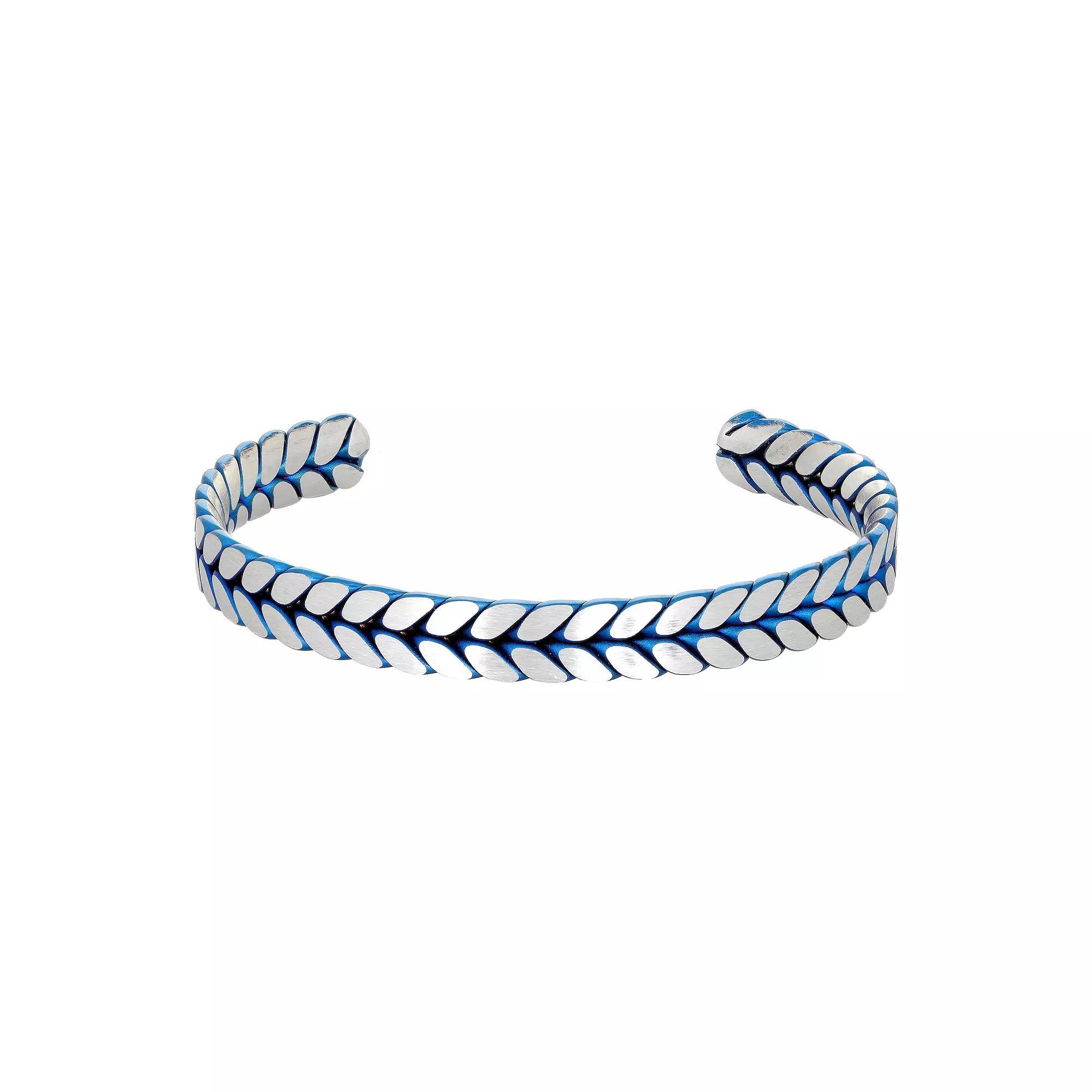 Men's LYNX Blue Ion-Plated Stainless Steel Bangle Bracelet, Size: 8.5", Two Tone Product Image