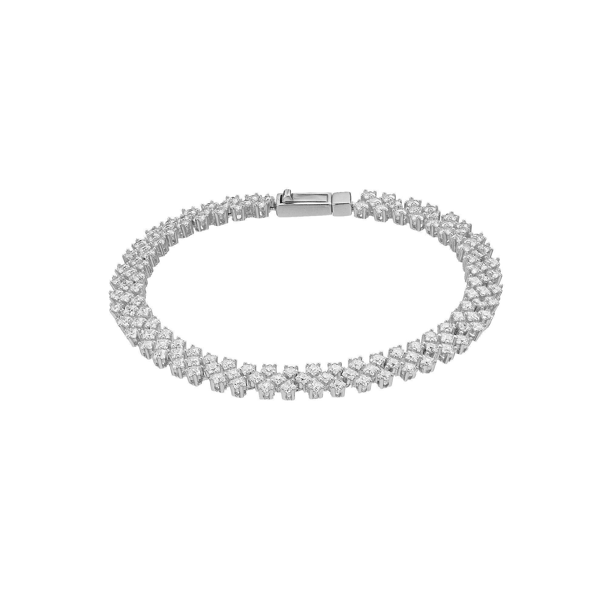 Sterling Silver Cubic Zirconia Tennis Bracelet, Womens White Product Image