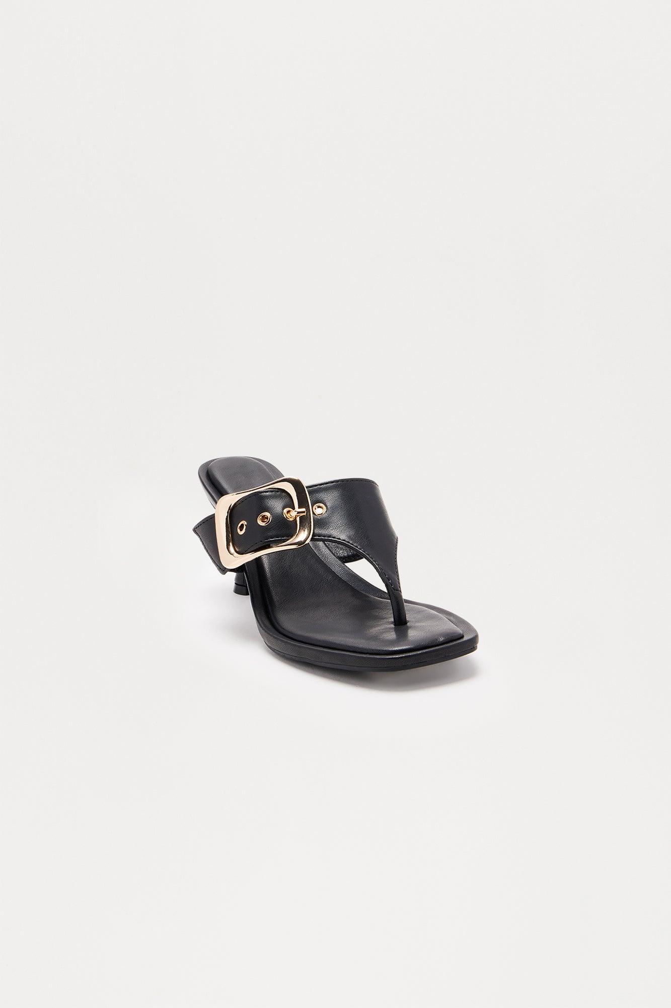 Canelo Buckle Thong Mules - Black Product Image
