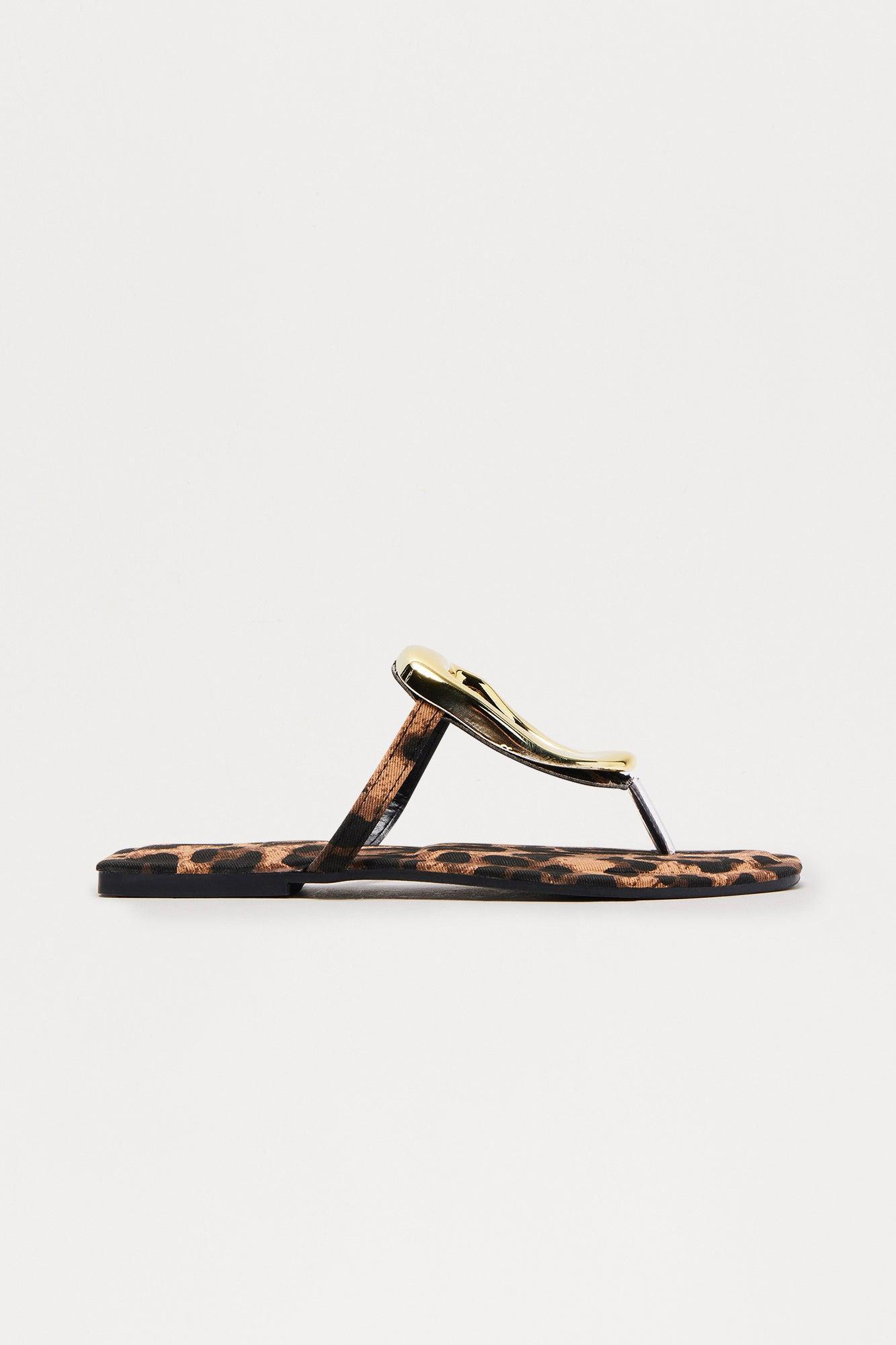 New Here Flat Sandals - Leopard Product Image