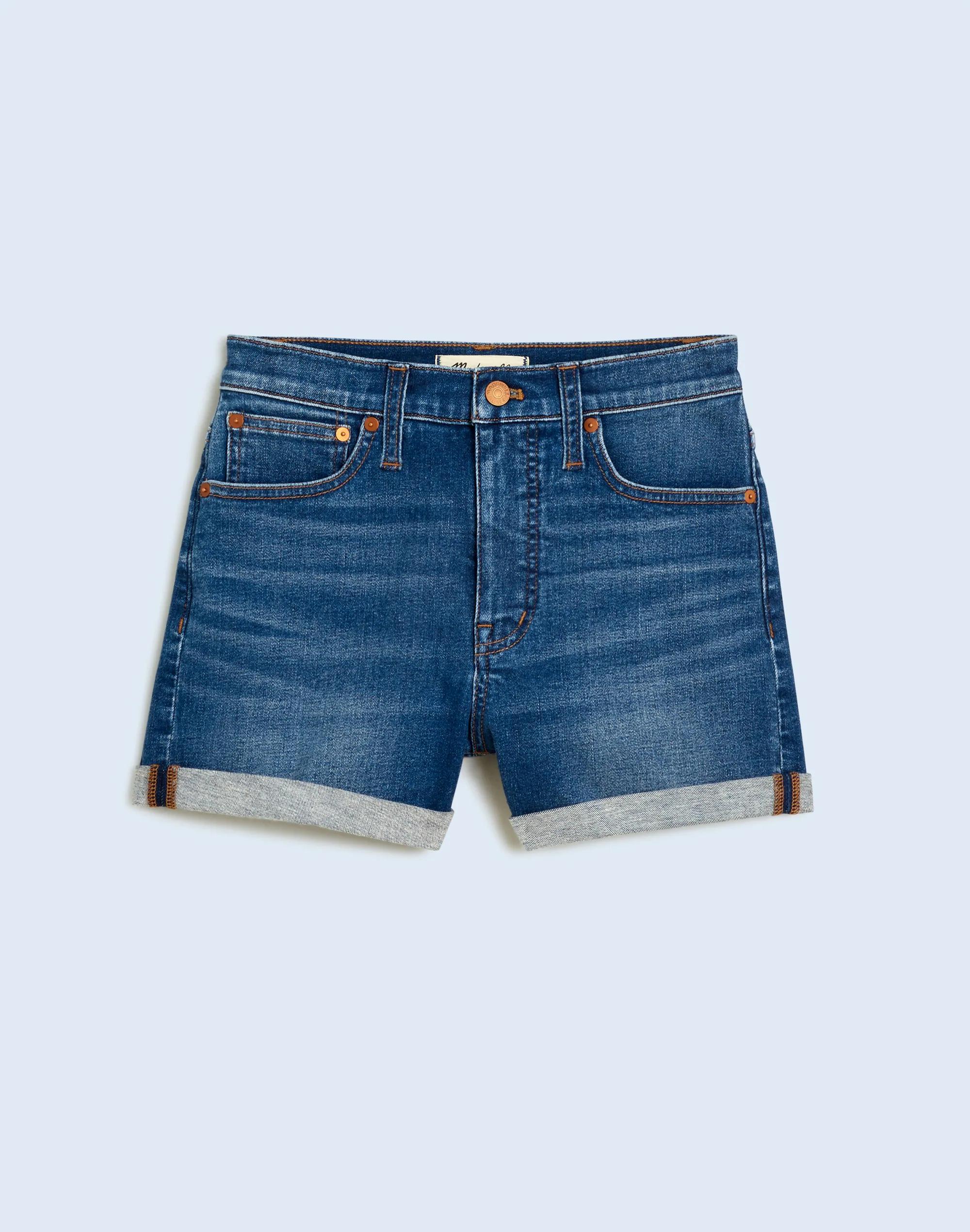 High-Rise Denim Shorts in Karnes Wash Product Image