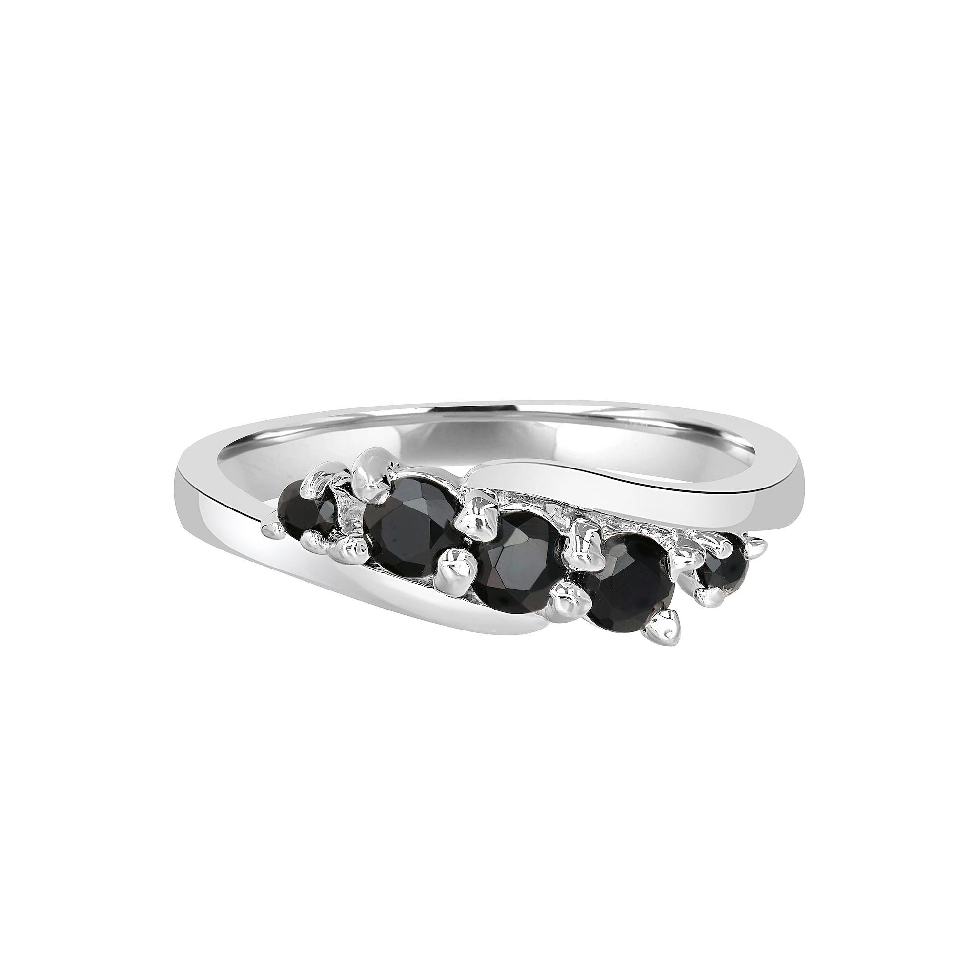Gemistry Sterling Silver Stone Wave Ring, Womens White Topaz Product Image