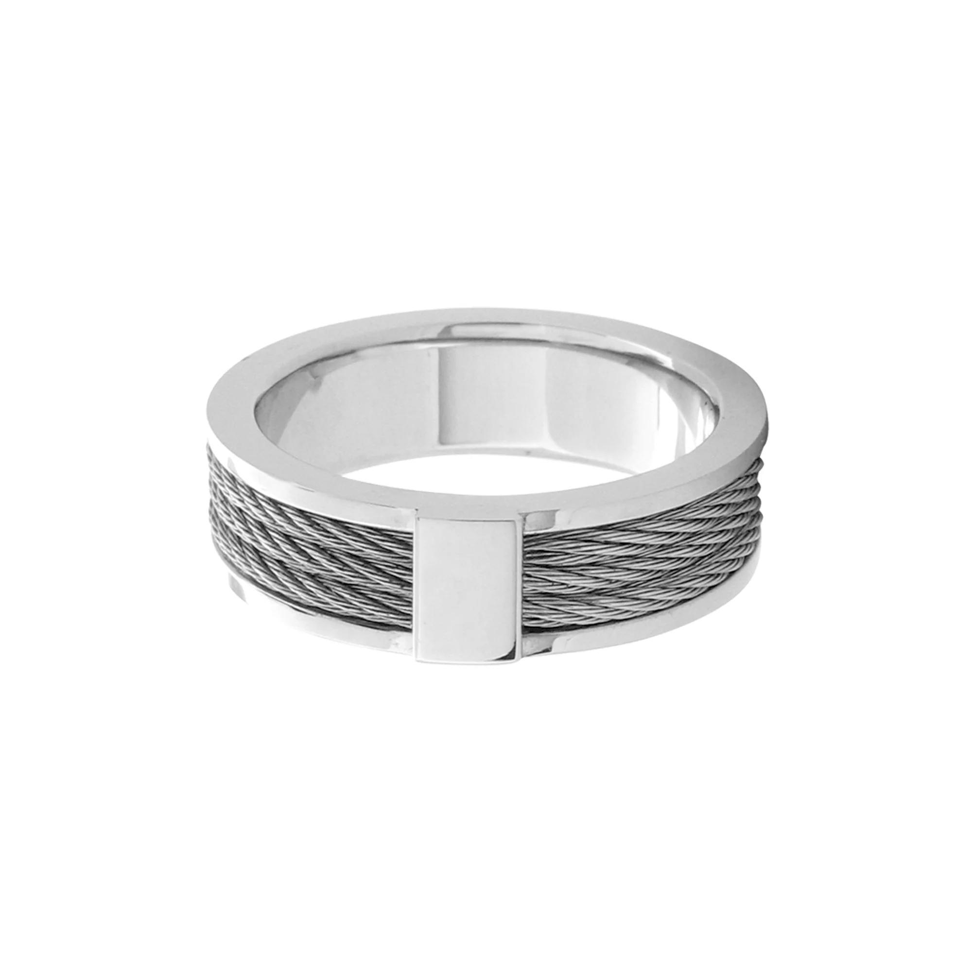 Men's Steel Cable Inlayed Comfort Fit Ring, Size: 12, Stainless Product Image