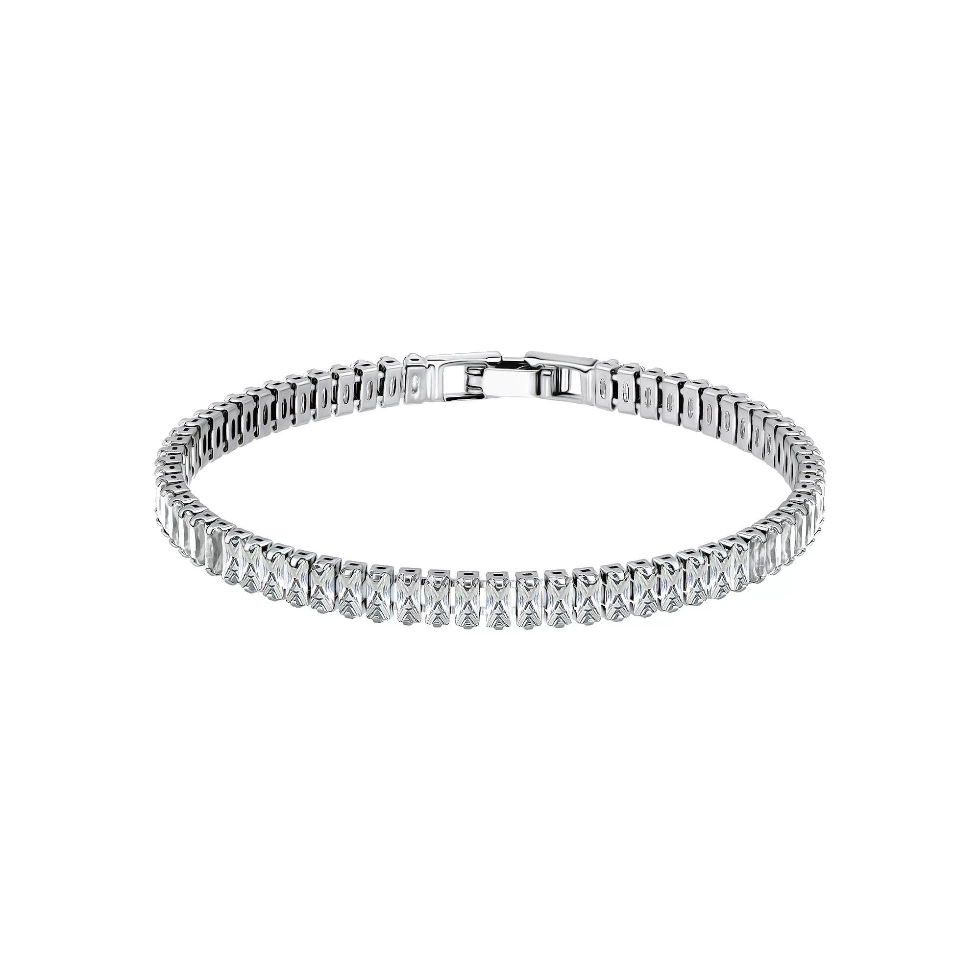 Aleure Precioso Sterling Silver Plated Cubic Zirconia Tennis Bracelet, Women's, Size: 7.25", Silver Tone Product Image