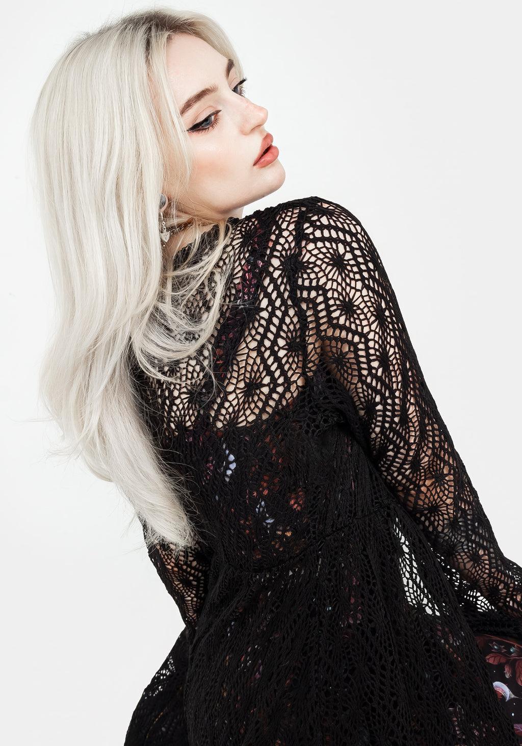Penelope Long Crochet Cardigan Product Image
