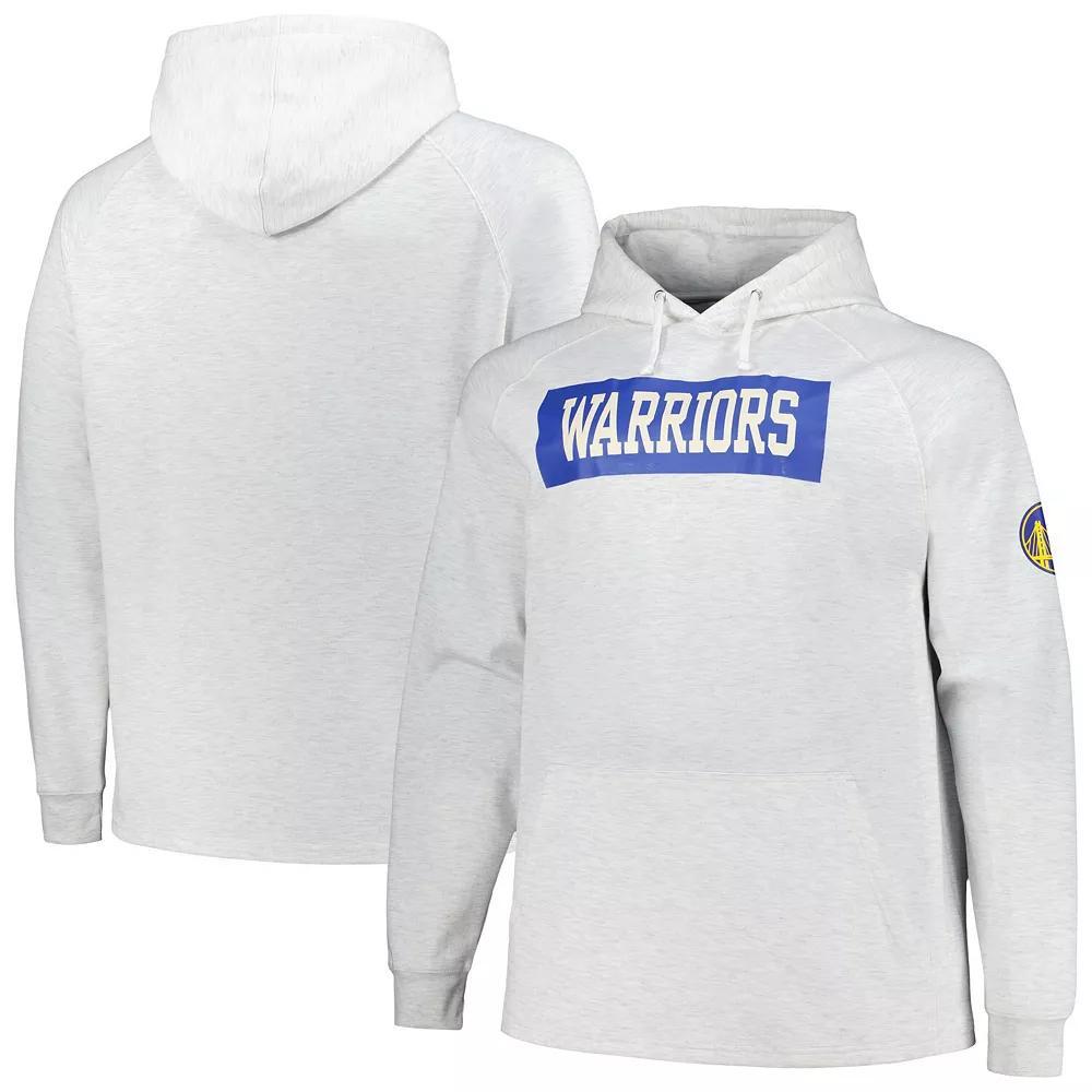 Men's Fanatics Ash Golden State Warriors Big & Tall Raglan Tri-Blend Pullover Hoodie, Size: 4XB, Black Product Image
