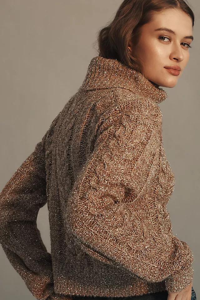 Pilcro Shine Cable-Knit Turtleneck Sweater Product Image