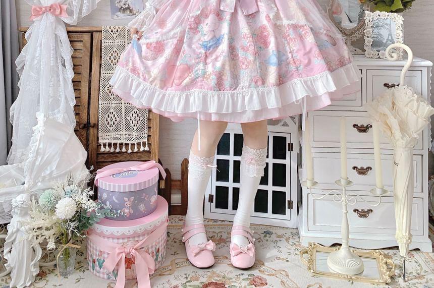 Cartoon Print Ruffled Mini A-Line Lolita Dress / Petticoat Product Image