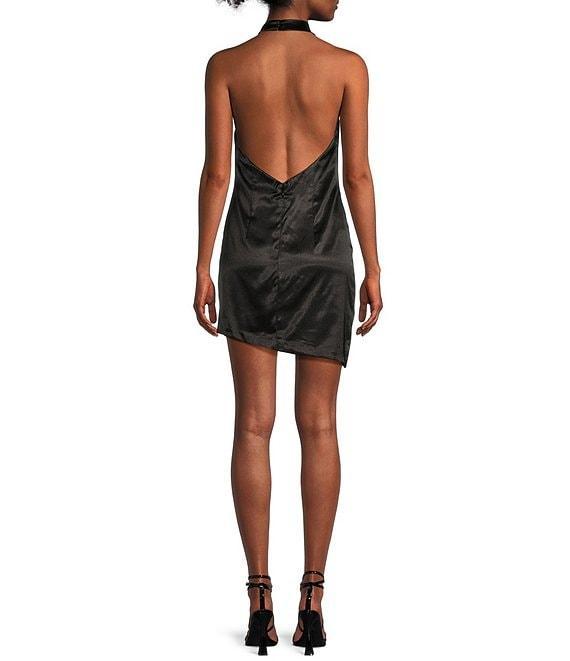 GB Social Cowl Halter Neck Satin Mini Dress Product Image