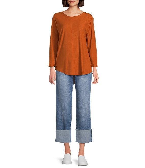 Westbound Petite Size Knit 3/4 Sleeve Crew Neck Tee Product Image