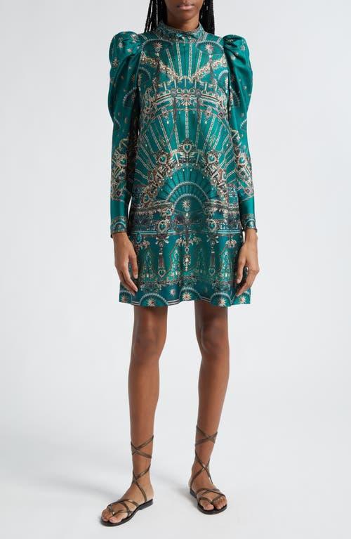 Womens Chain Silk Puff-Sleeve Minidress Product Image